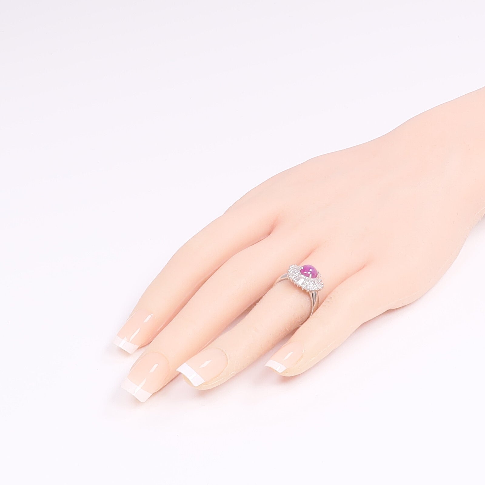 JEWELRY 【激減優惠】PT900鉑金Star Sapphire Diamond Ring紫色星光藍寶石/鑽石戒指US#5.75