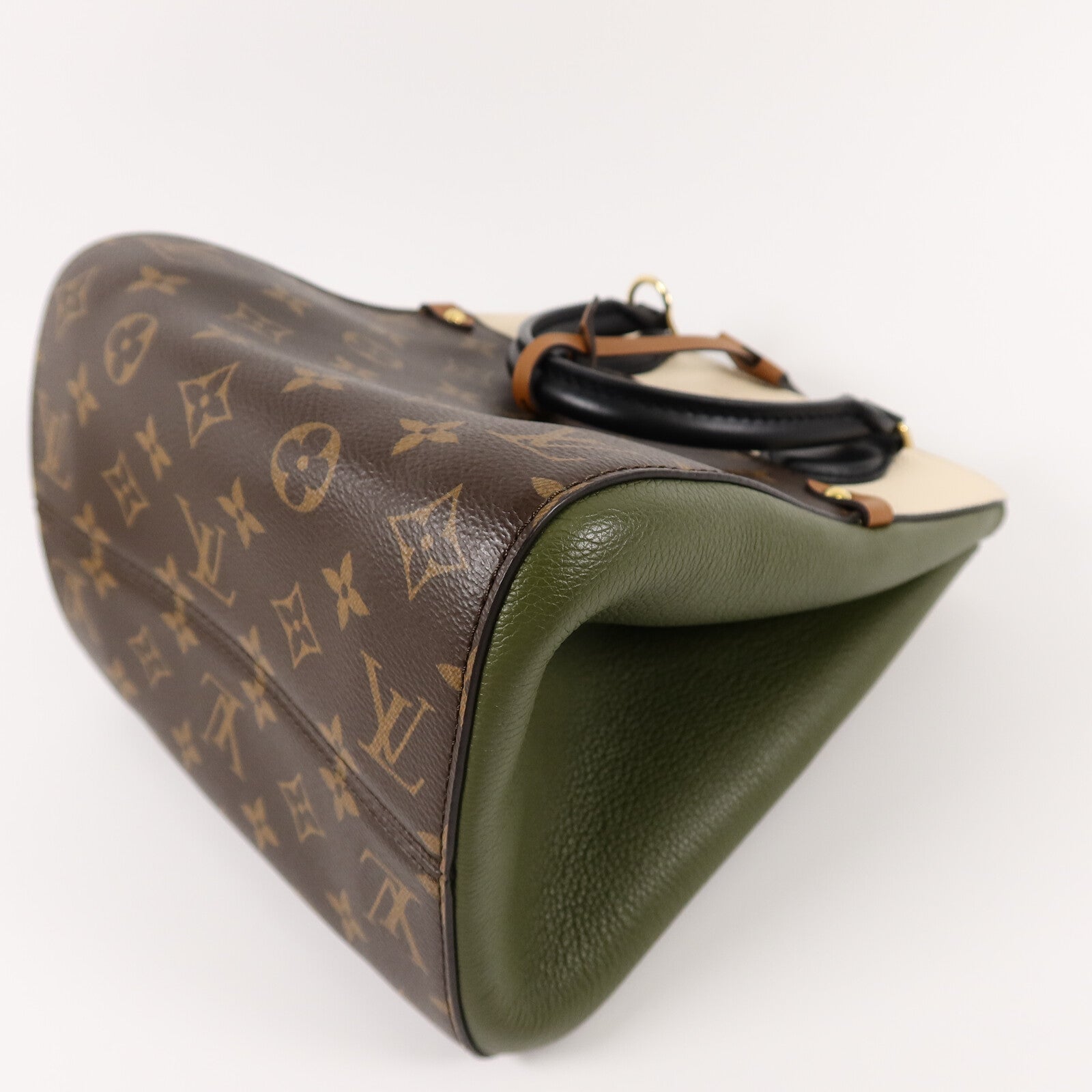 LOUIS VUITTON Monogram/牛皮皮革Fold Tote PM手挽肩背兩用袋