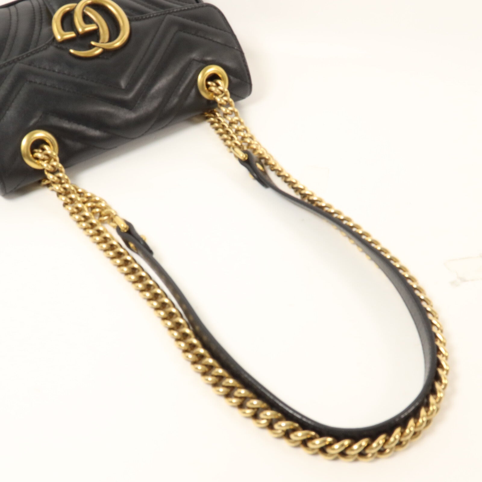 GUCCI 牛皮皮革GG Marmont Small鏈帶手挽肩背兩用袋