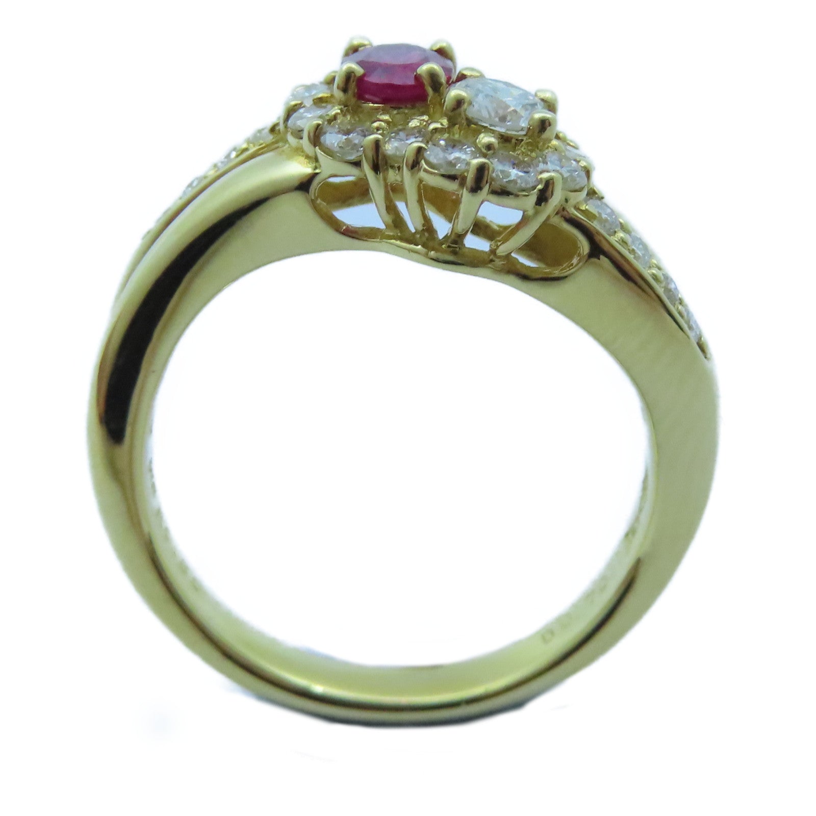 JEWELRY 【激減優惠】18K黃金Ruby Ring 0.36ct紅寶石/0.70ct鑽石戒指US#6
