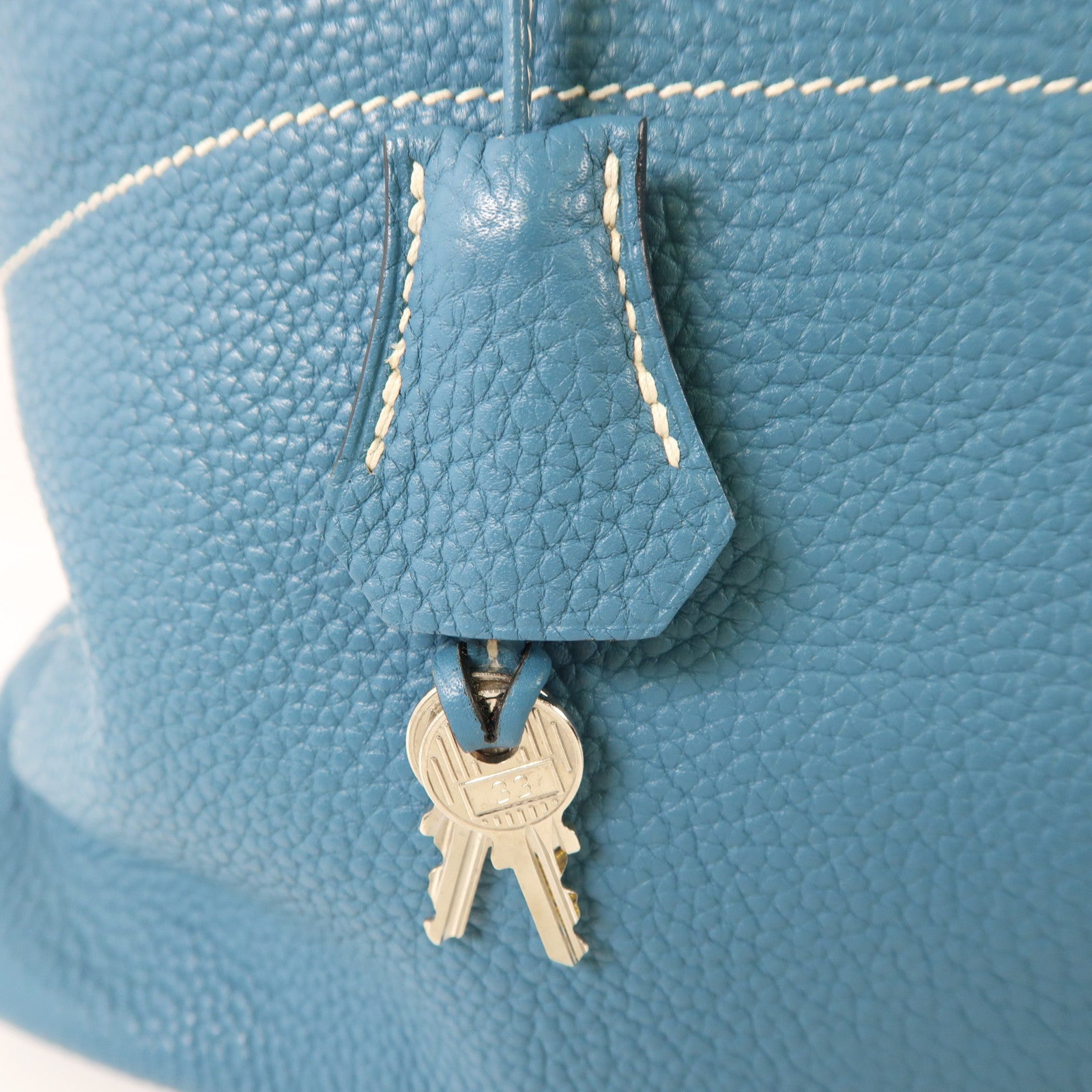 HERMES PHW Bolide 31 2 Way Shoulder Handbag Clemence Leather Bleu Jean