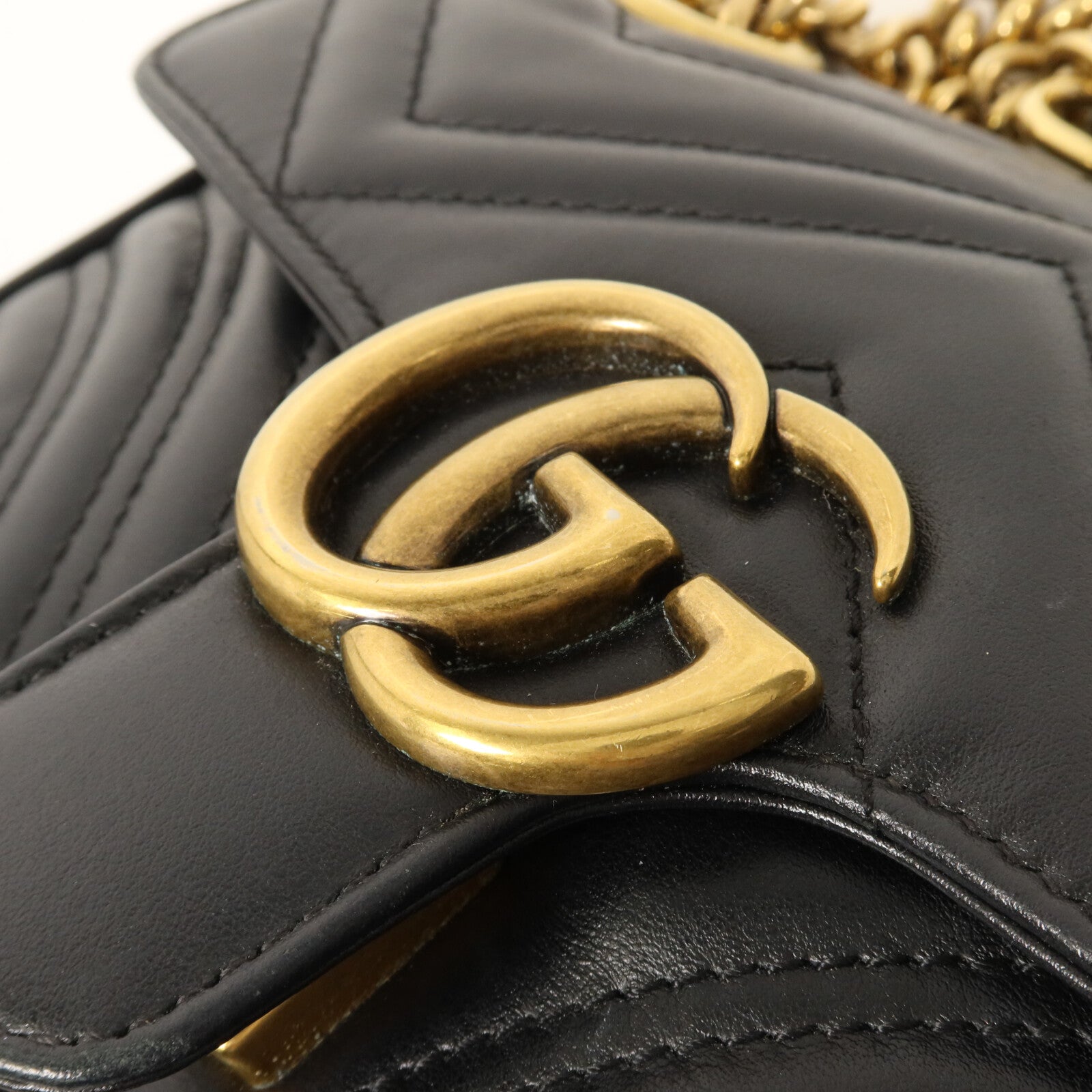 GUCCI 牛皮皮革GG Marmont Small鏈帶手挽肩背兩用袋