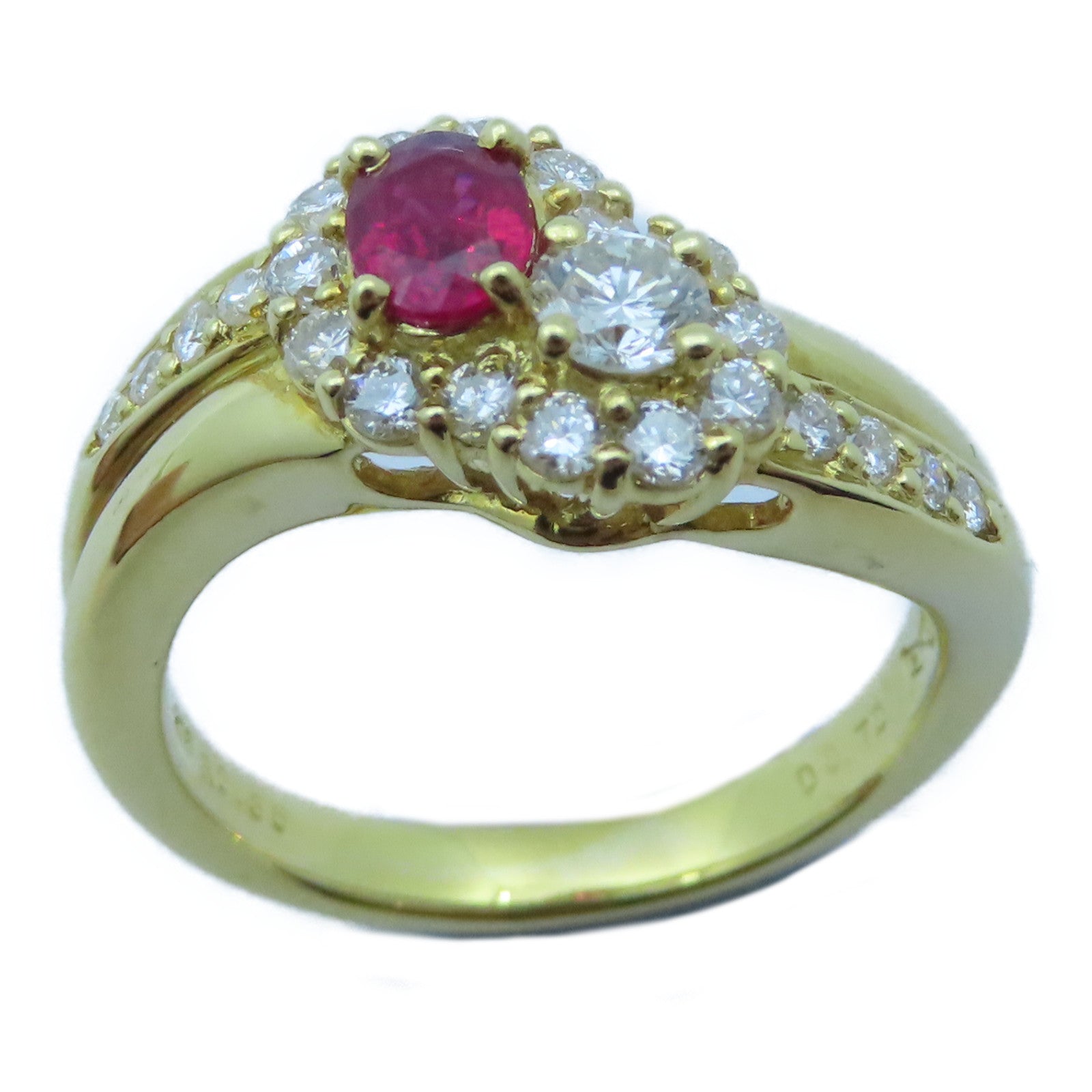 JEWELRY 【激減優惠】18K黃金Ruby Ring 0.36ct紅寶石/0.70ct鑽石戒指US#6