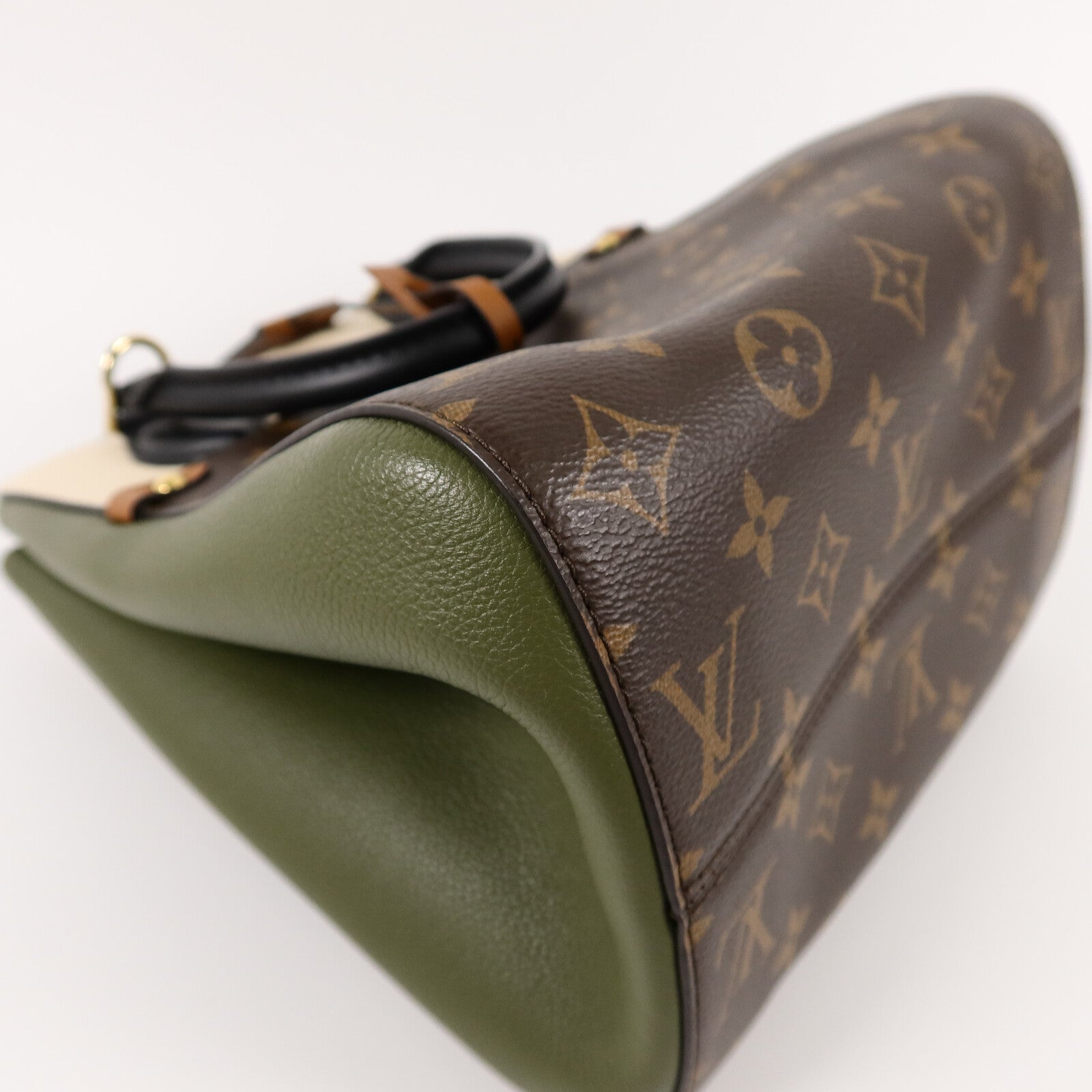 LOUIS VUITTON Monogram/牛皮皮革Fold Tote PM手挽肩背兩用袋