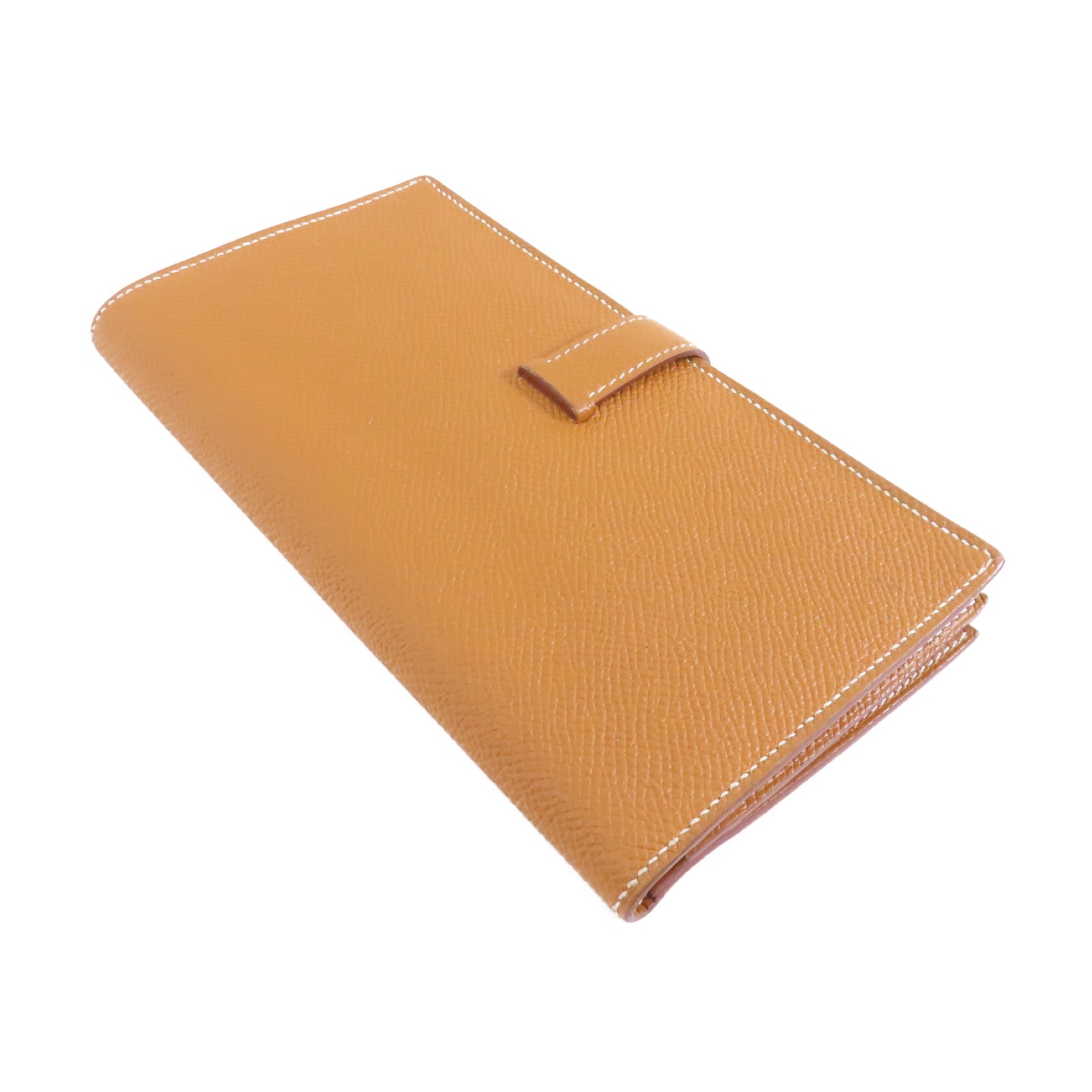 HERMES 【激減優惠】Epsom皮革Bearn Wallet銀扣長錢包Gold/經典駝色