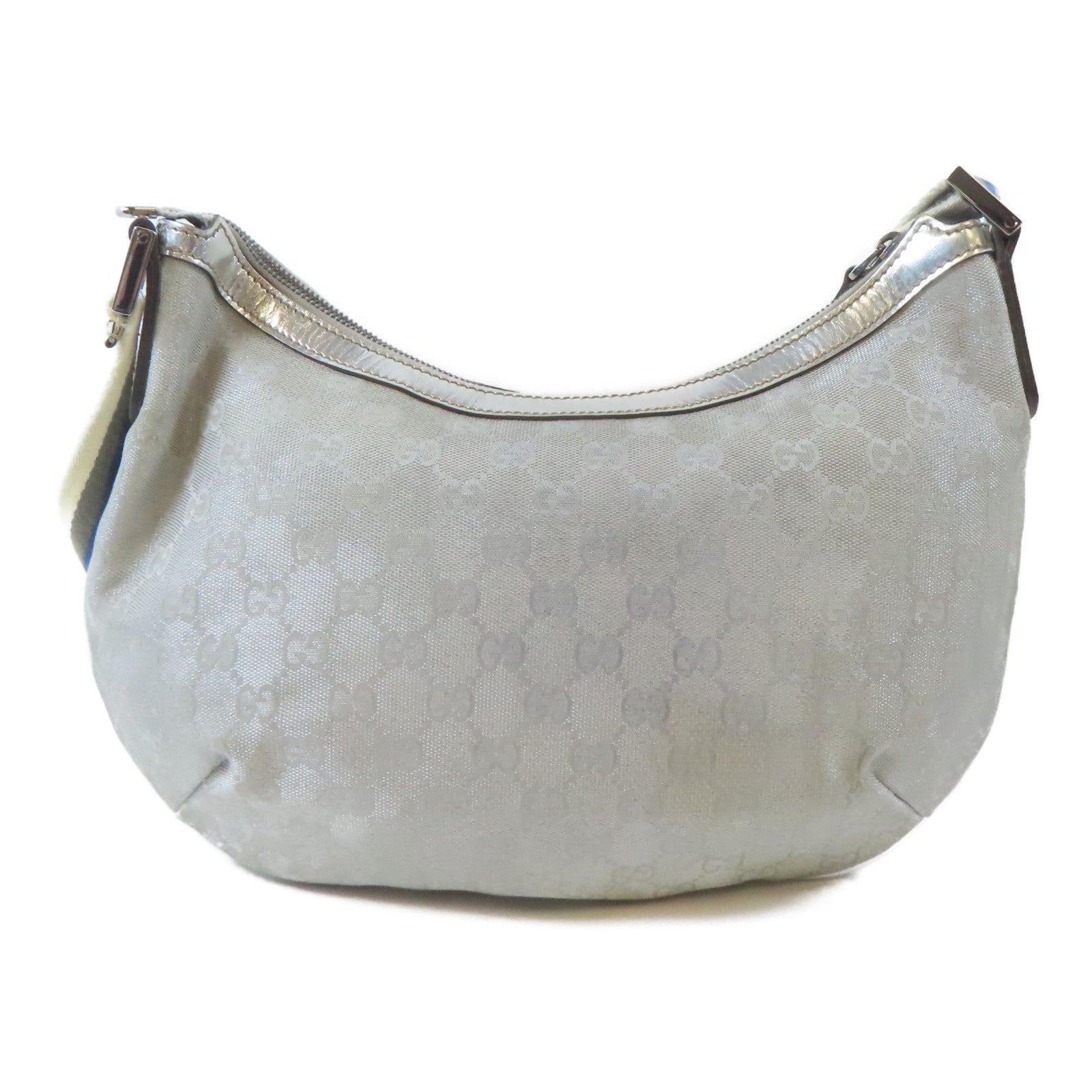 GUCCI 帆布Shoulder Bag銀扣肩背袋銀色