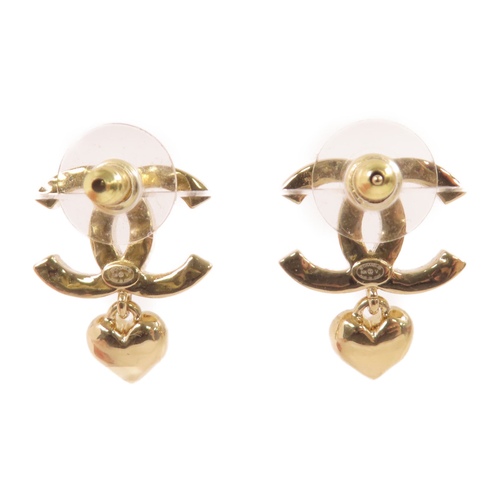 CHANEL 金屬/水晶玻璃CC Earrings耳環金色