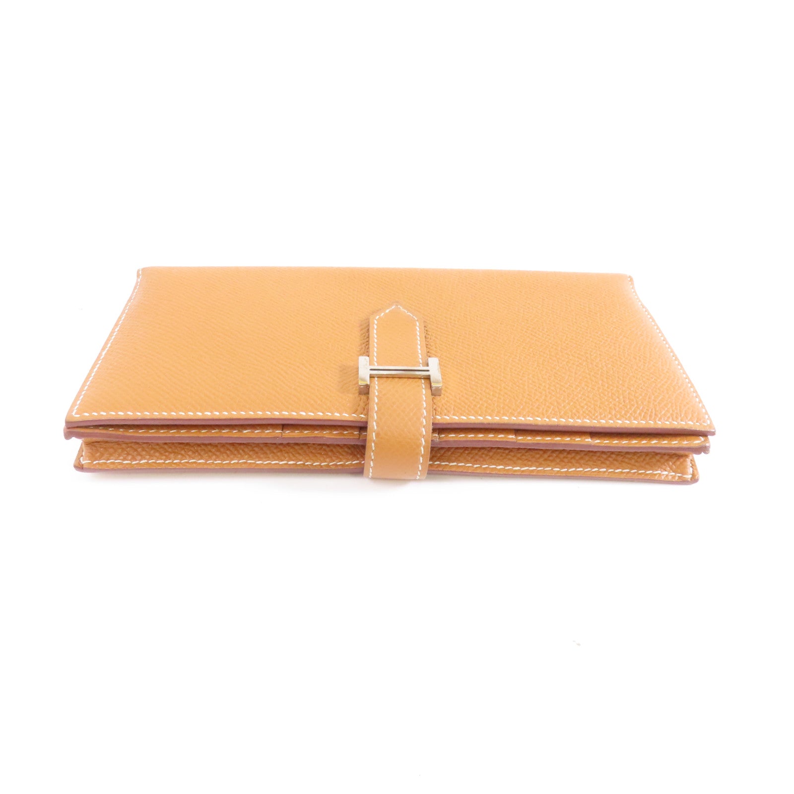 HERMES 【激減優惠】Epsom皮革Bearn Wallet銀扣長錢包Gold/經典駝色