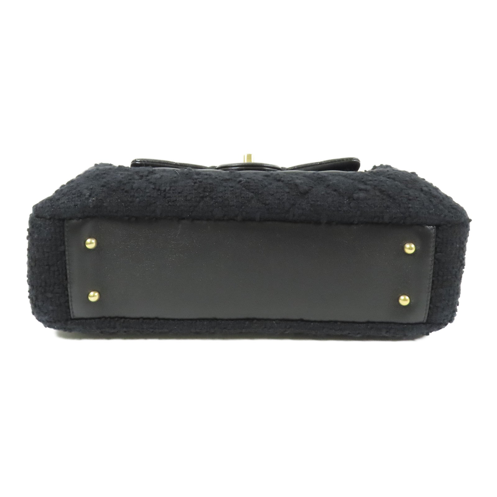 CHANEL 羊皮皮革/粗花呢2 Way Shoulder金扣手挽肩背兩用袋