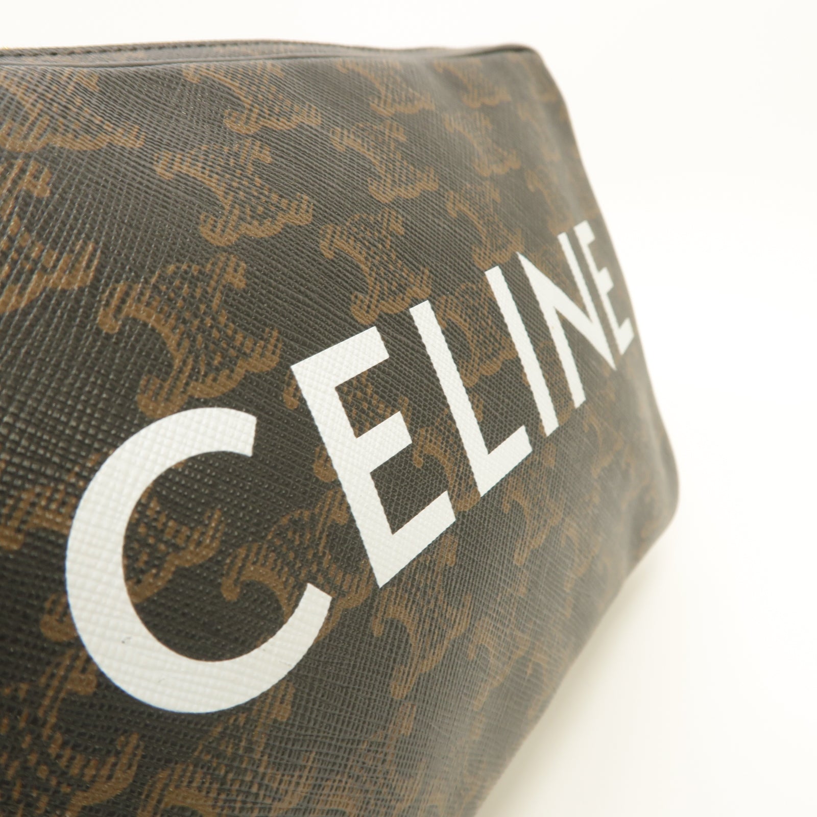 CELINE 塗層帆布Medium Messenger Bag金扣肩背袋棕色