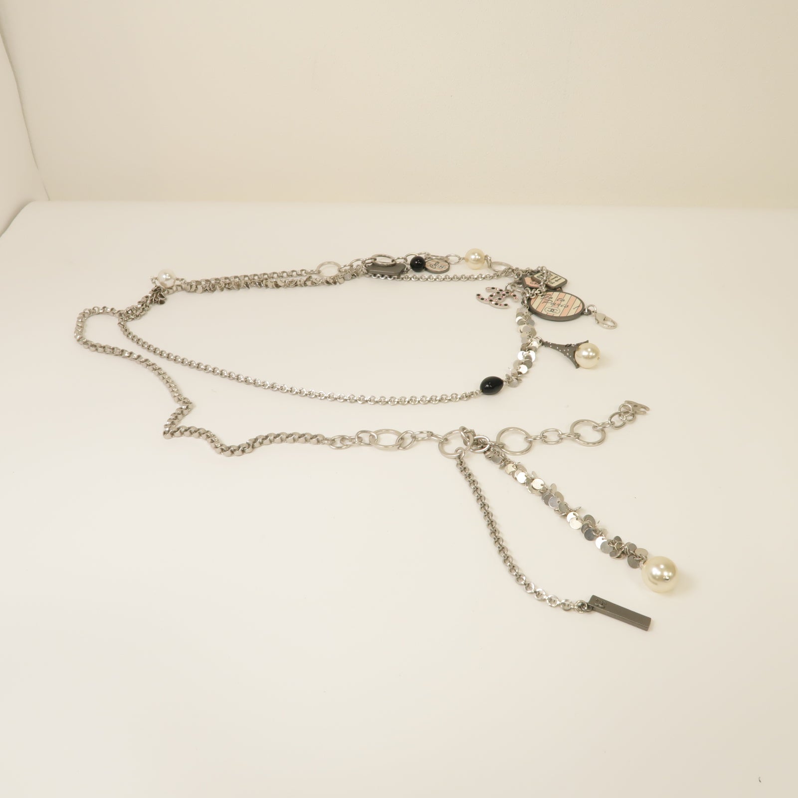 CHANEL 金屬/PVC Chain Belt腰帶粉紅色/銀色