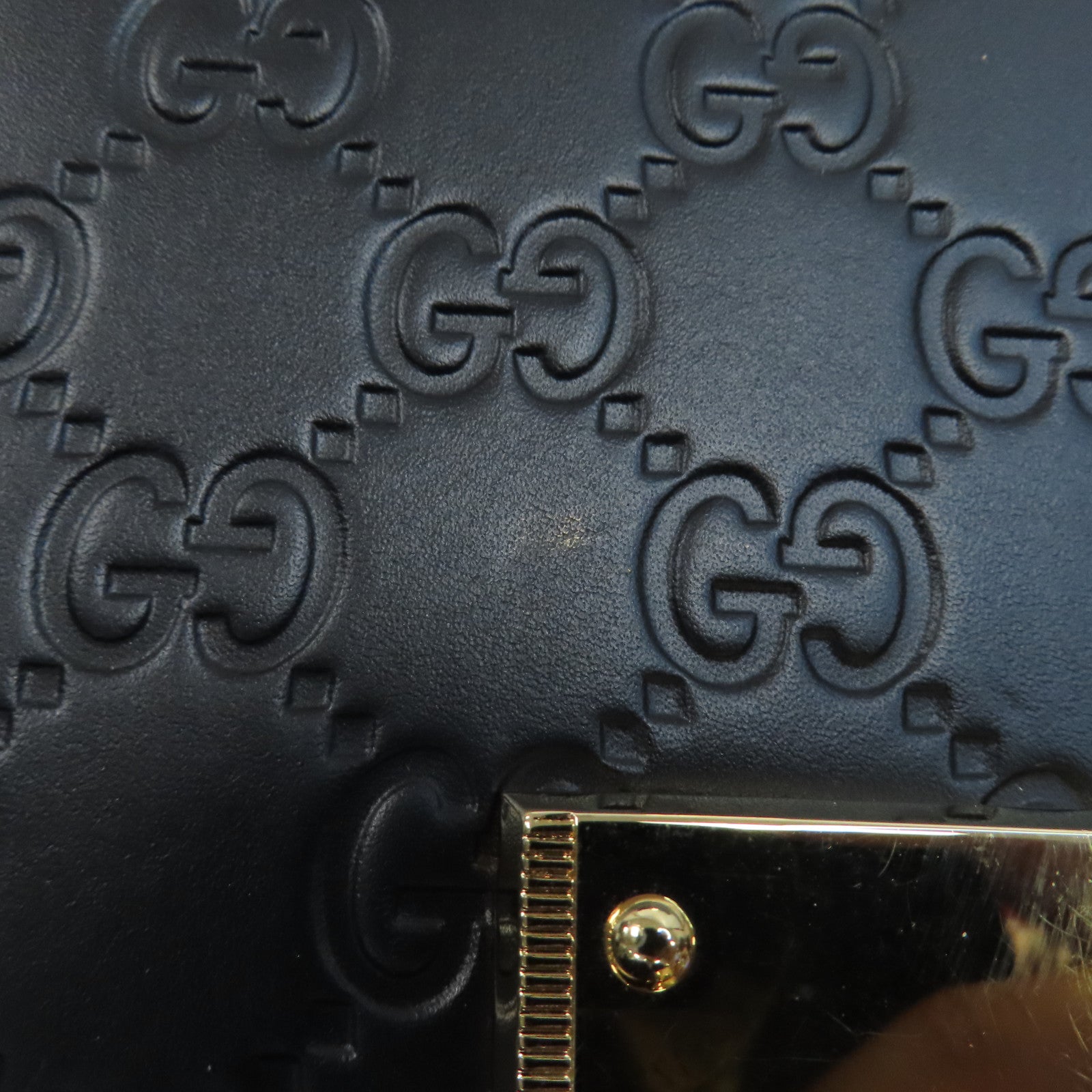 GUCCI 牛皮皮革Shoulder Bag金扣鏈帶肩背袋黑色