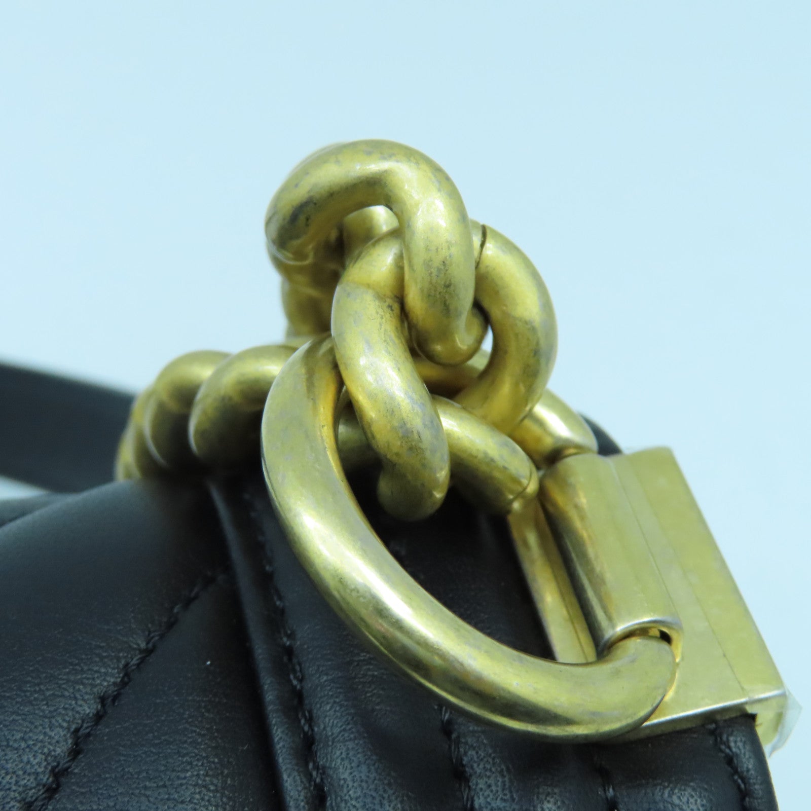 CHANEL 斜纹Boy Chanel金扣链带肩背袋黑色