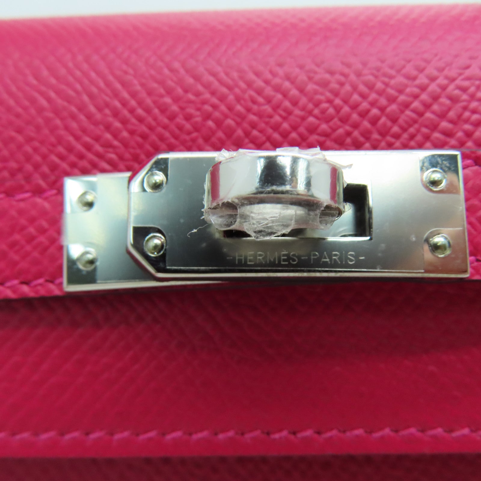 HERMES Epsom皮革Kelly 25 2 Way Bag银扣手挽肩背两用袋粉红色#90