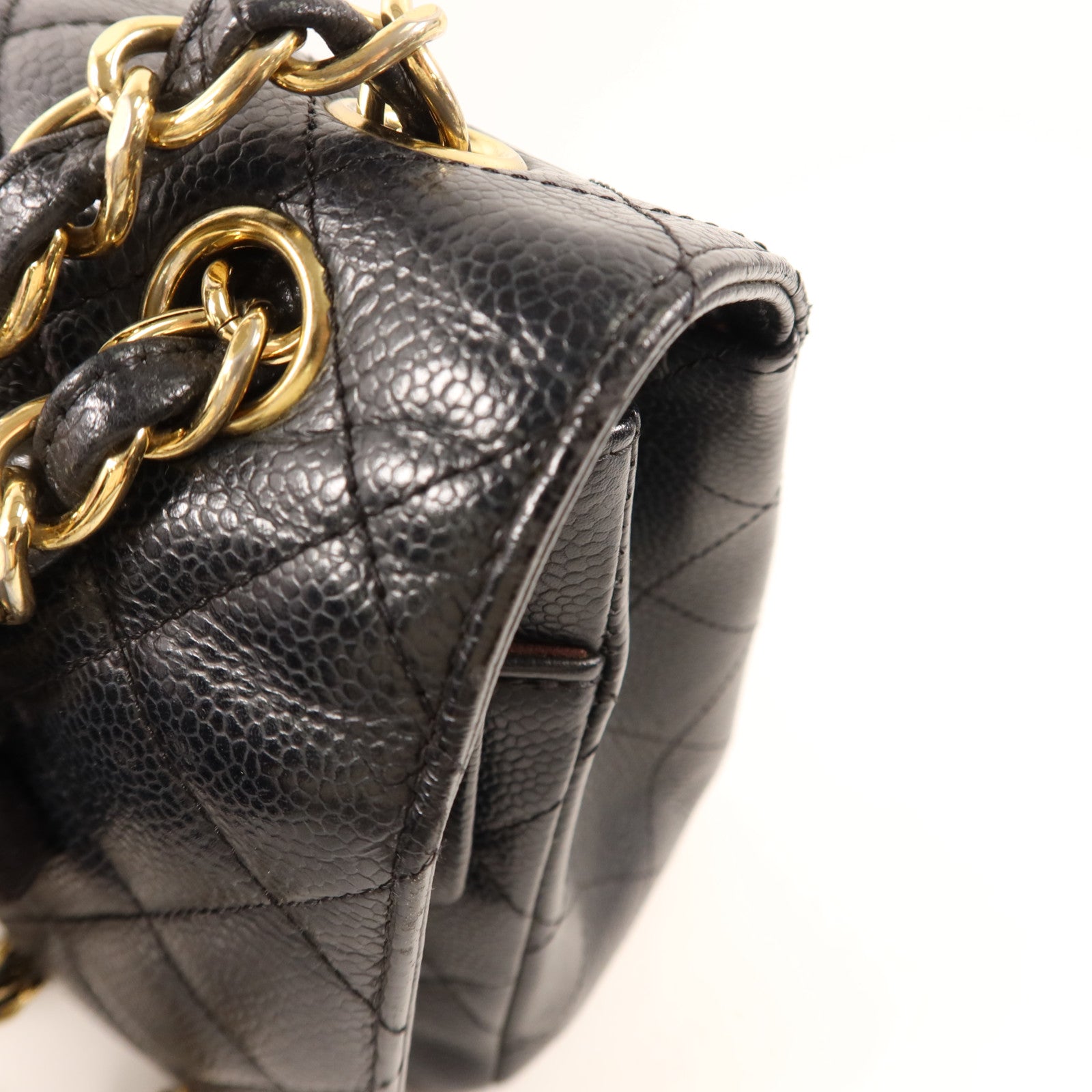 CHANEL 牛皮皮革Large Classic金扣鏈帶肩背袋