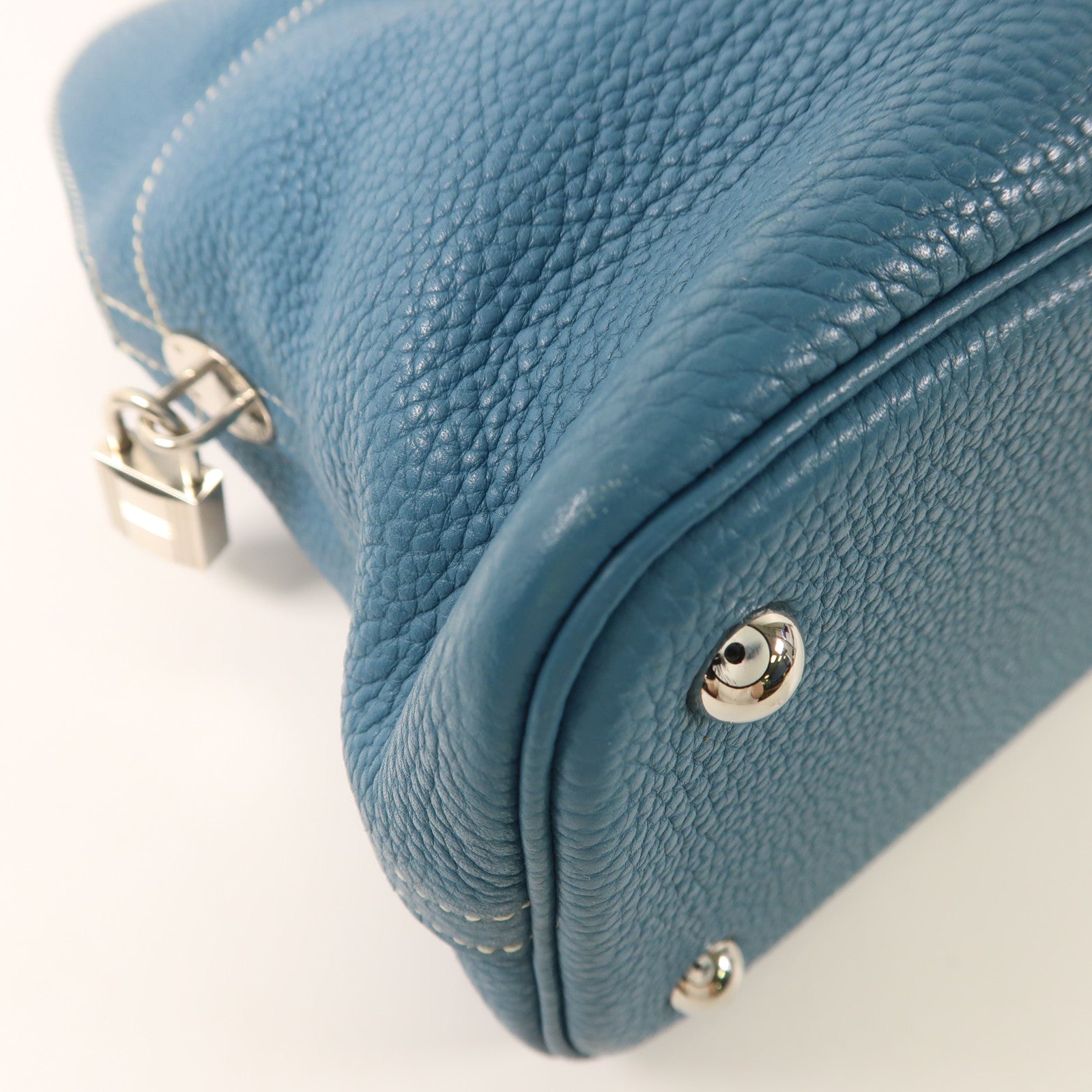 HERMES PHW Bolide 31 2 Way Shoulder Handbag Clemence Leather Bleu Jean