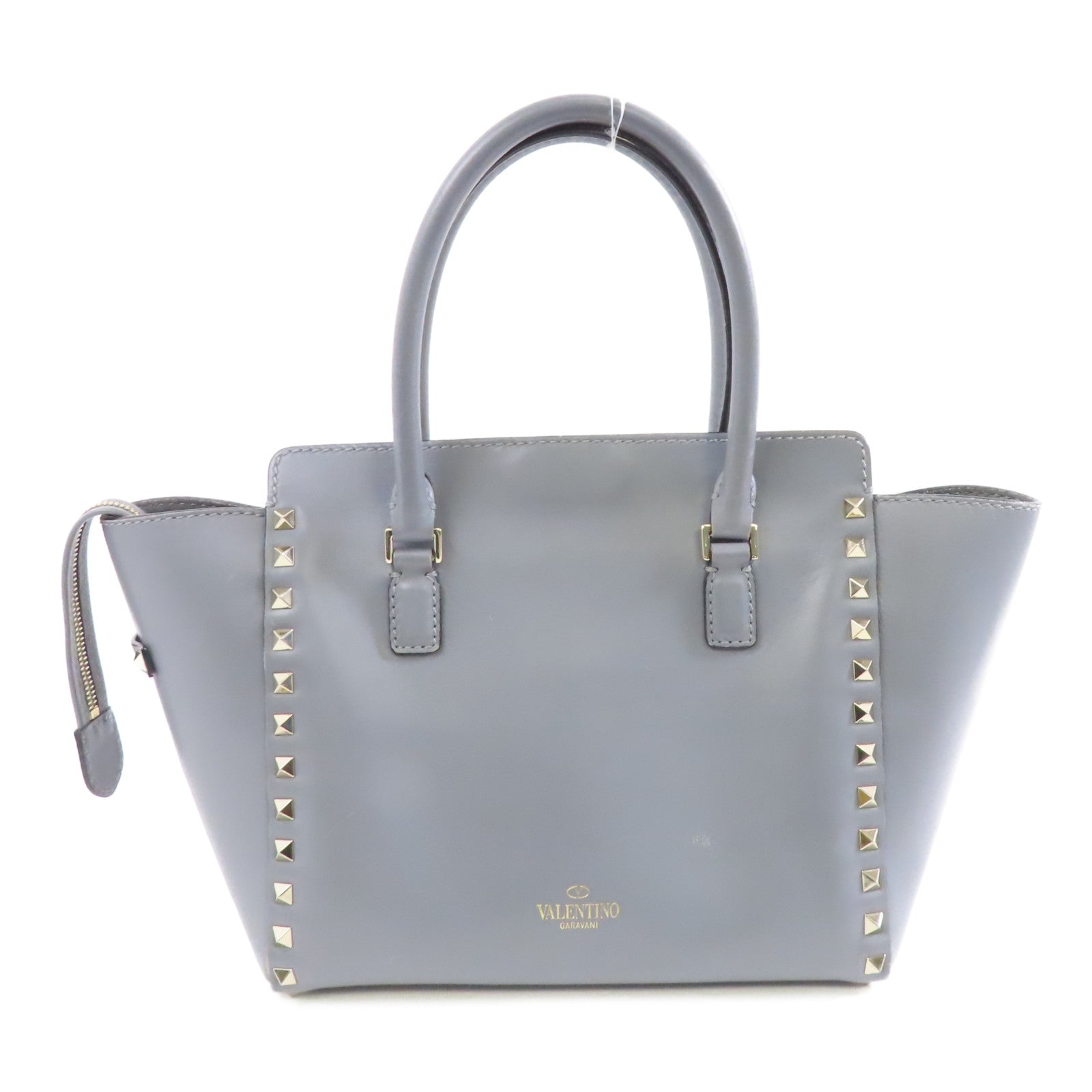 Valentino 【激減優惠】牛皮皮革Rockstud 2way Tote Bag金扣手挽肩背兩用袋灰色
