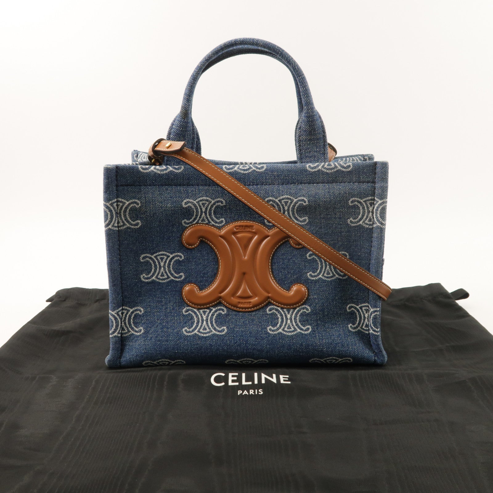 CELINE 牛仔布Small Cabas Thais金扣手挽肩背兩用袋