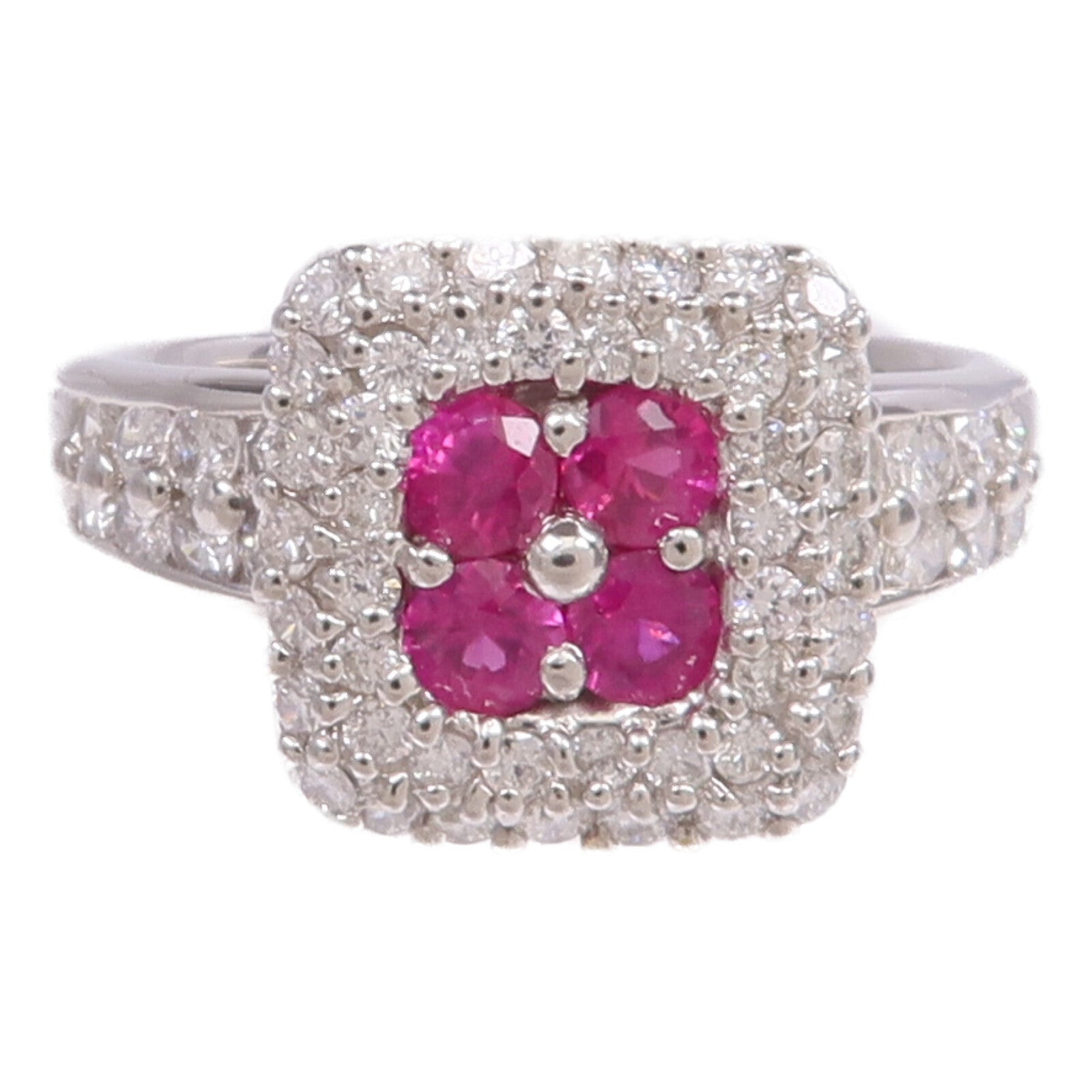 JEWELRY 【激減優惠】PT900鉑金Ruby Diamond Ring紅寶石/鑽石戒指US#5.75