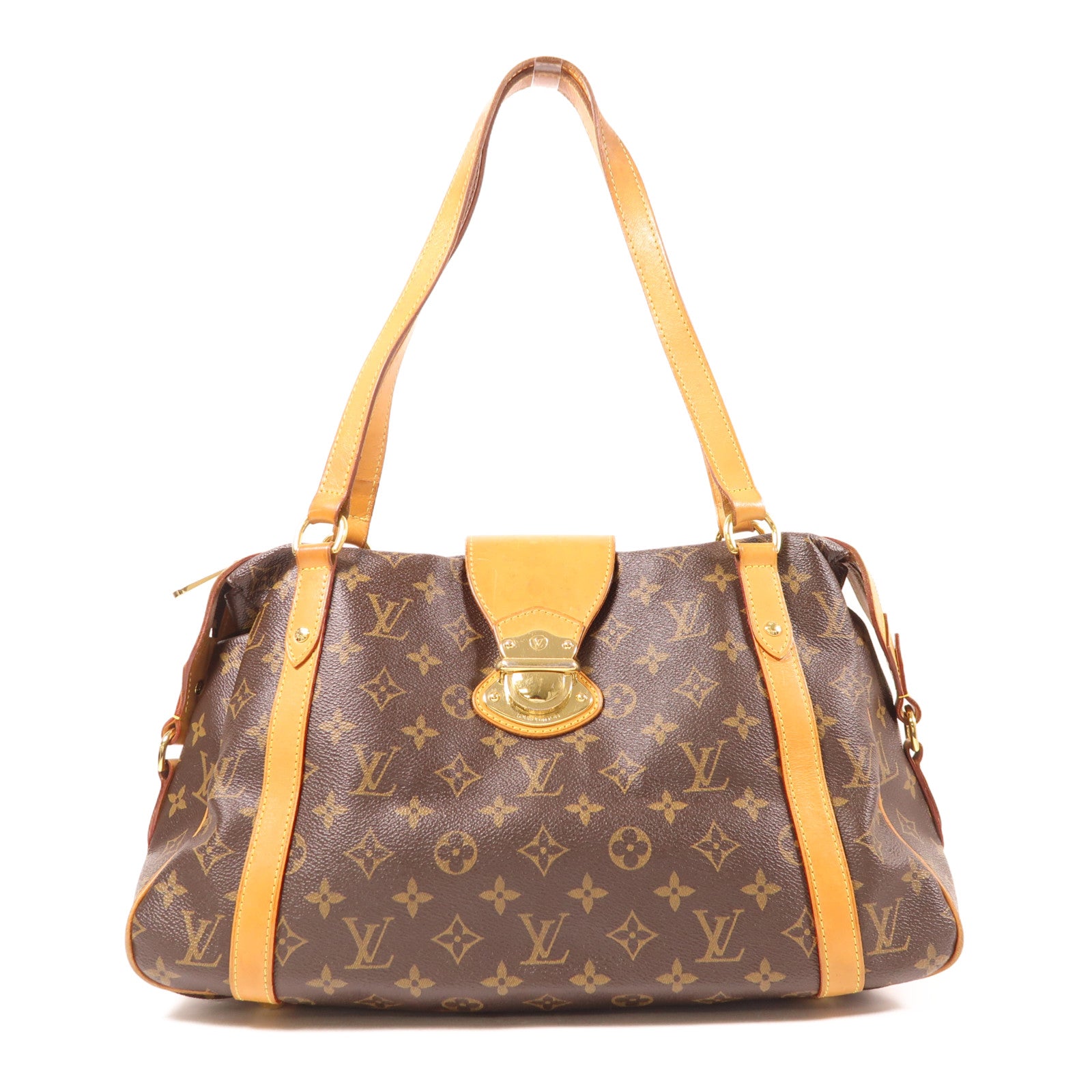 LOUIS VUITTON Monogram Stresa PM金扣肩背袋棕色