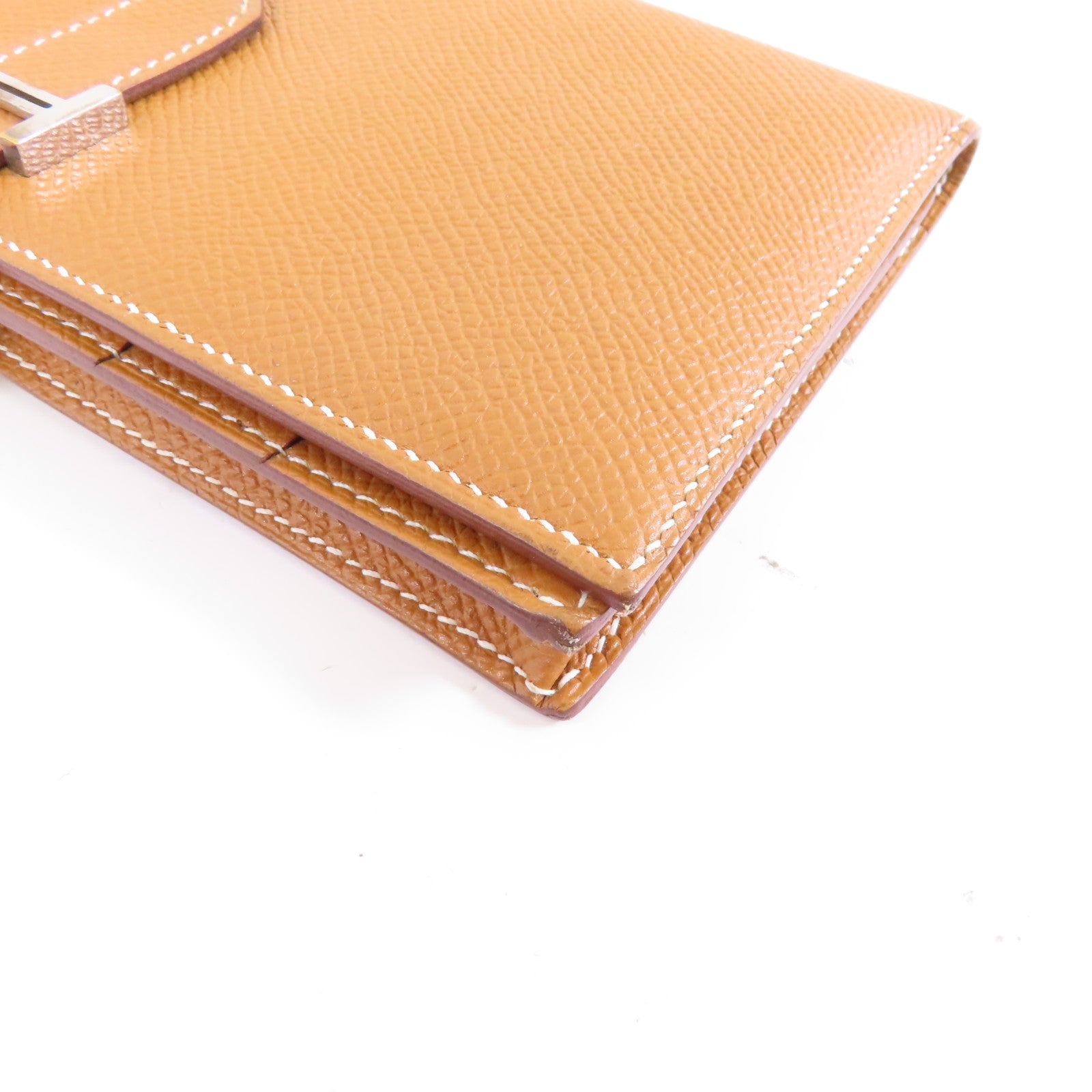 HERMES 【激減優惠】Epsom皮革Bearn Wallet銀扣長錢包Gold/經典駝色
