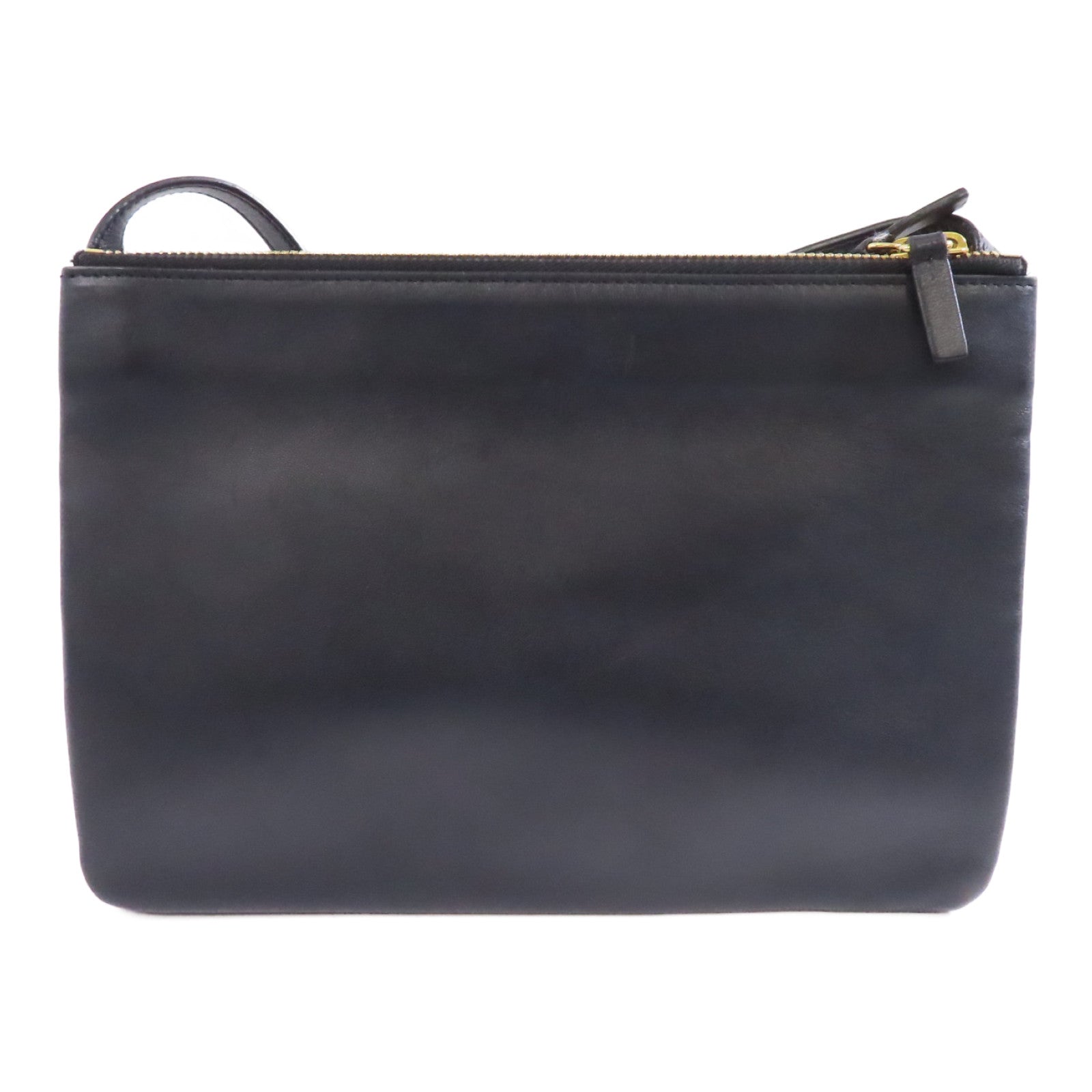 CELINE 皮革Trio金扣肩背袋黑色