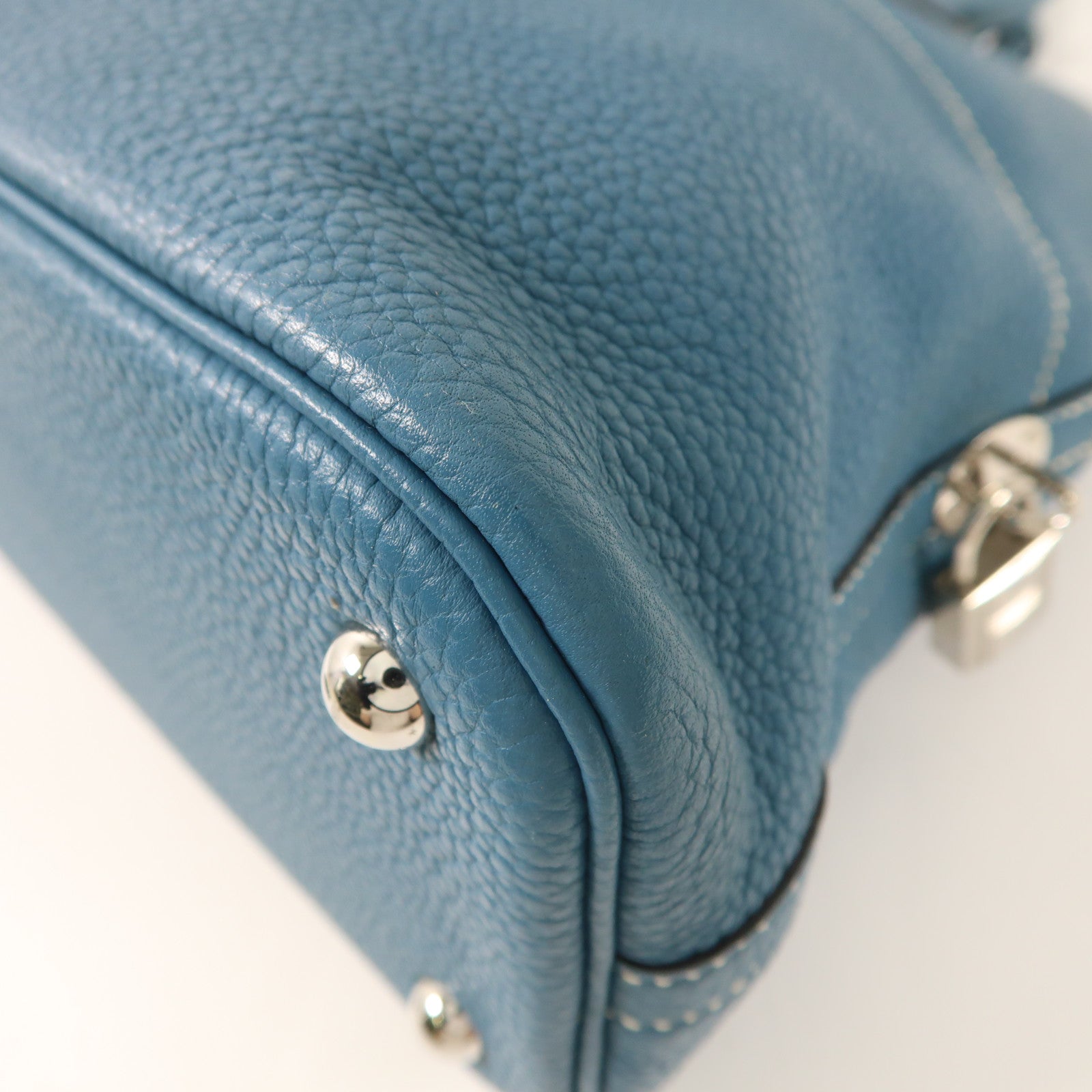 HERMES PHW Bolide 31 2 Way Shoulder Handbag Clemence Leather Bleu Jean