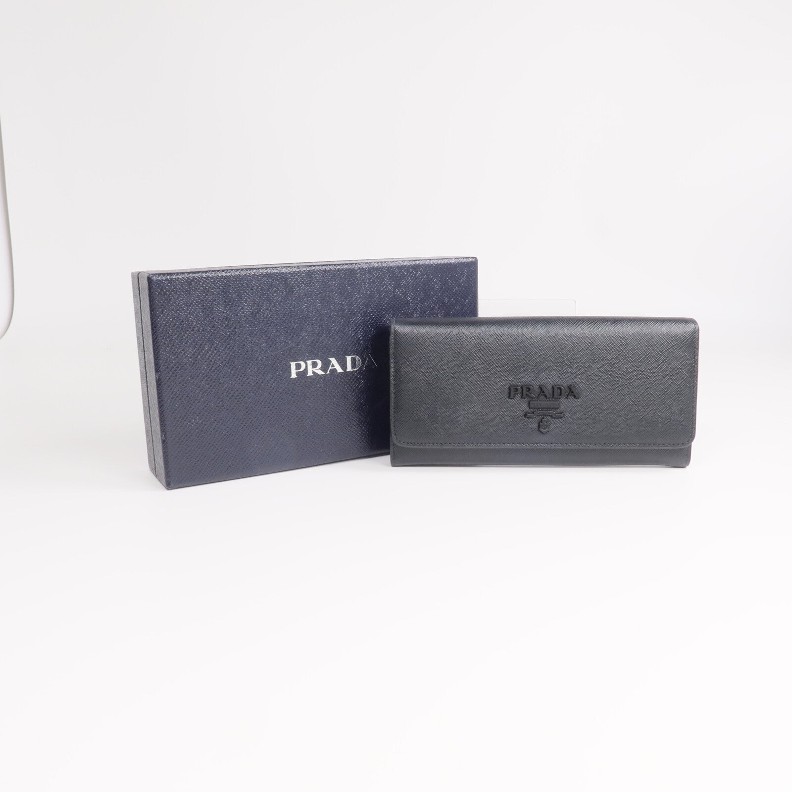 PRADA Saffiano皮革Long Wallet金扣長錢包