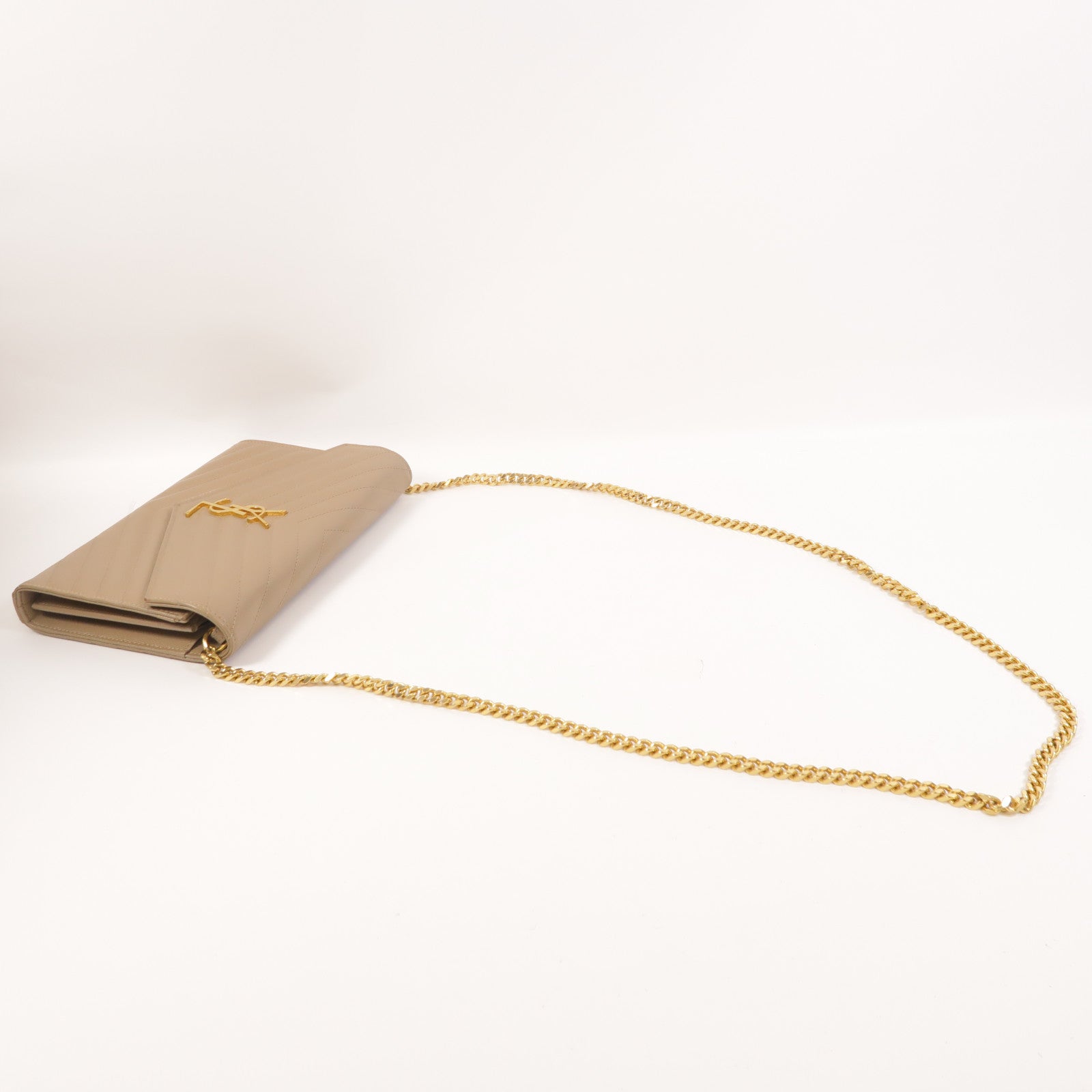 SAINT LAURENT 牛皮皮革Cassandre Envelope鏈帶肩背袋