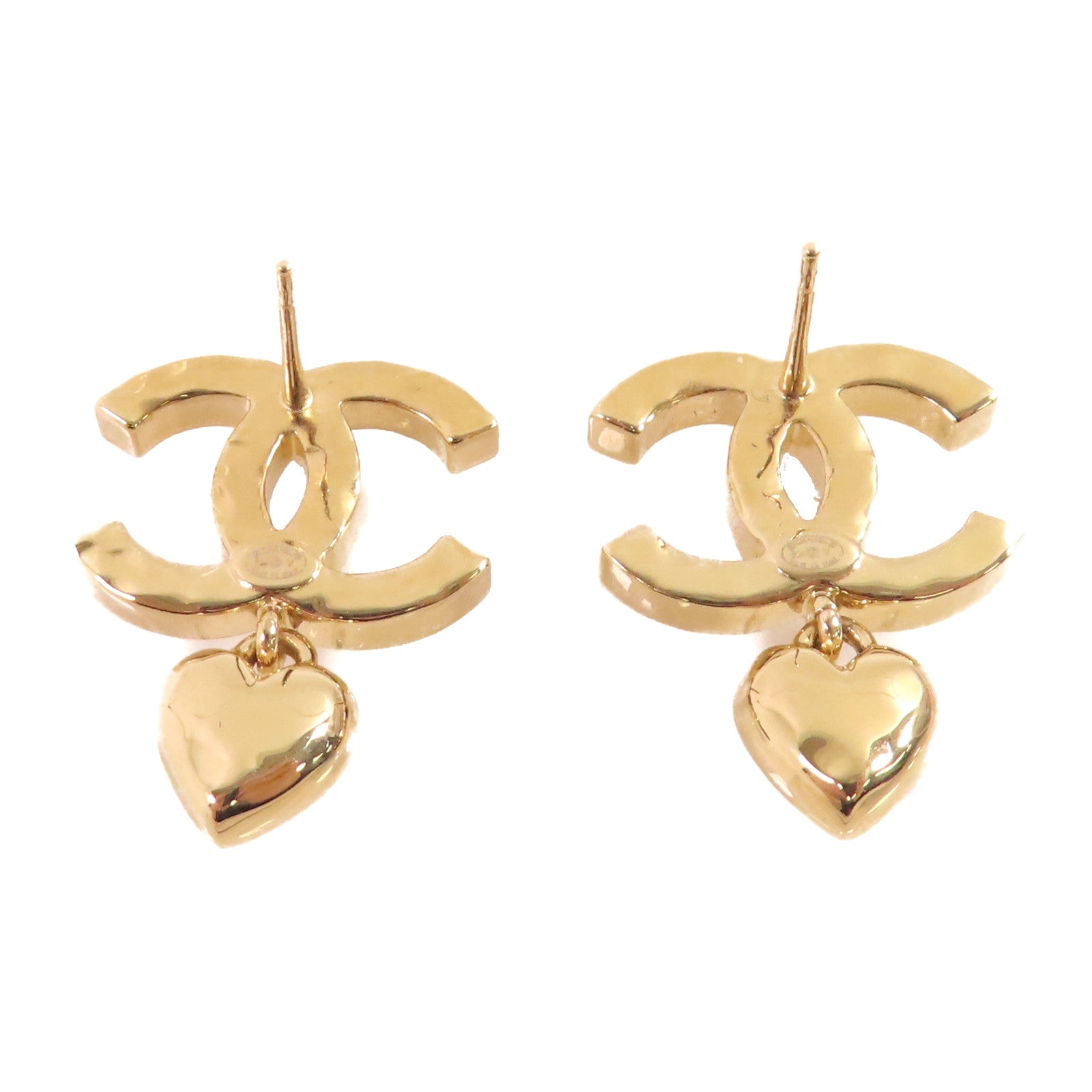 CHANEL 金屬/水晶玻璃CC Earrings耳環金色