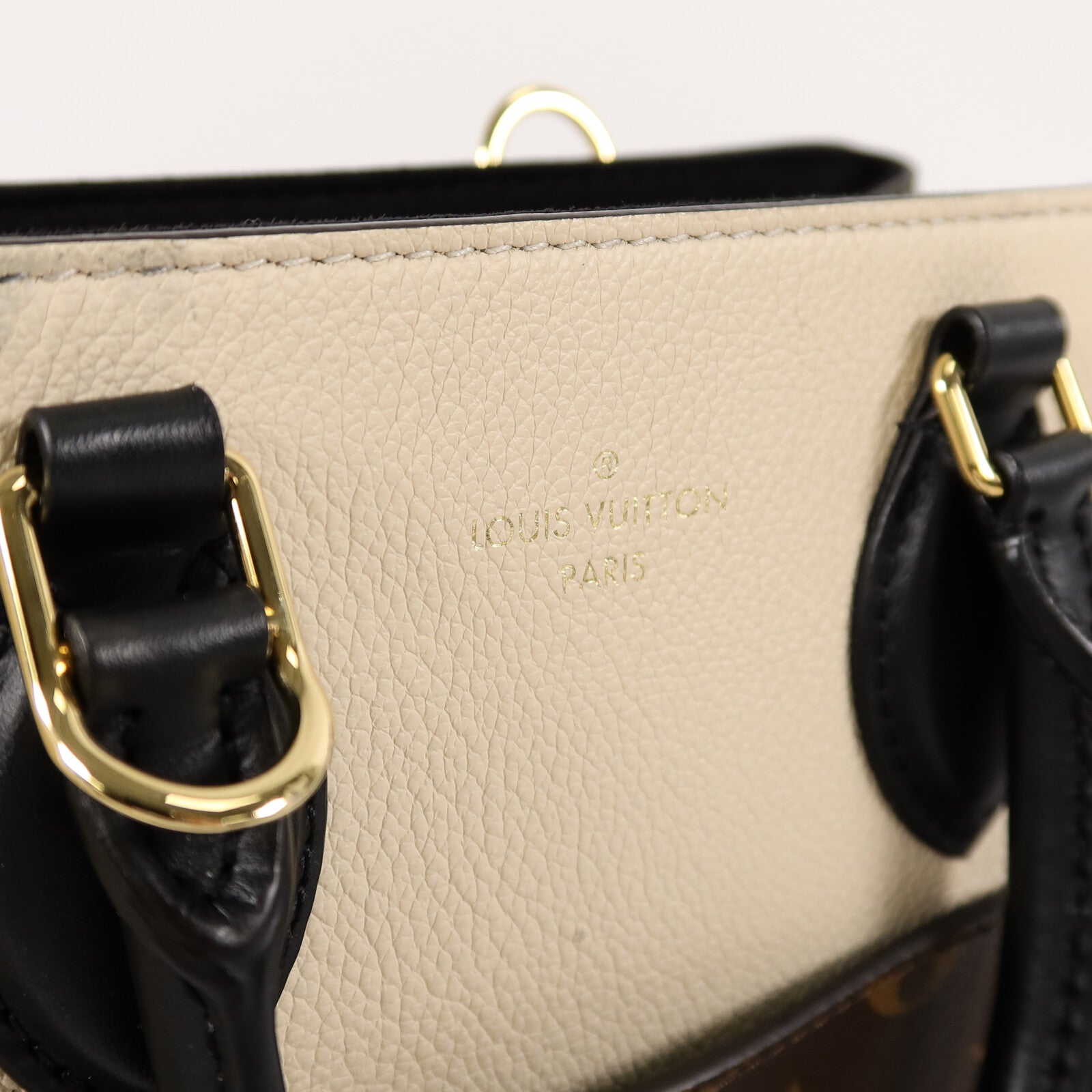 LOUIS VUITTON Monogram/牛皮皮革Fold Tote PM手挽肩背兩用袋