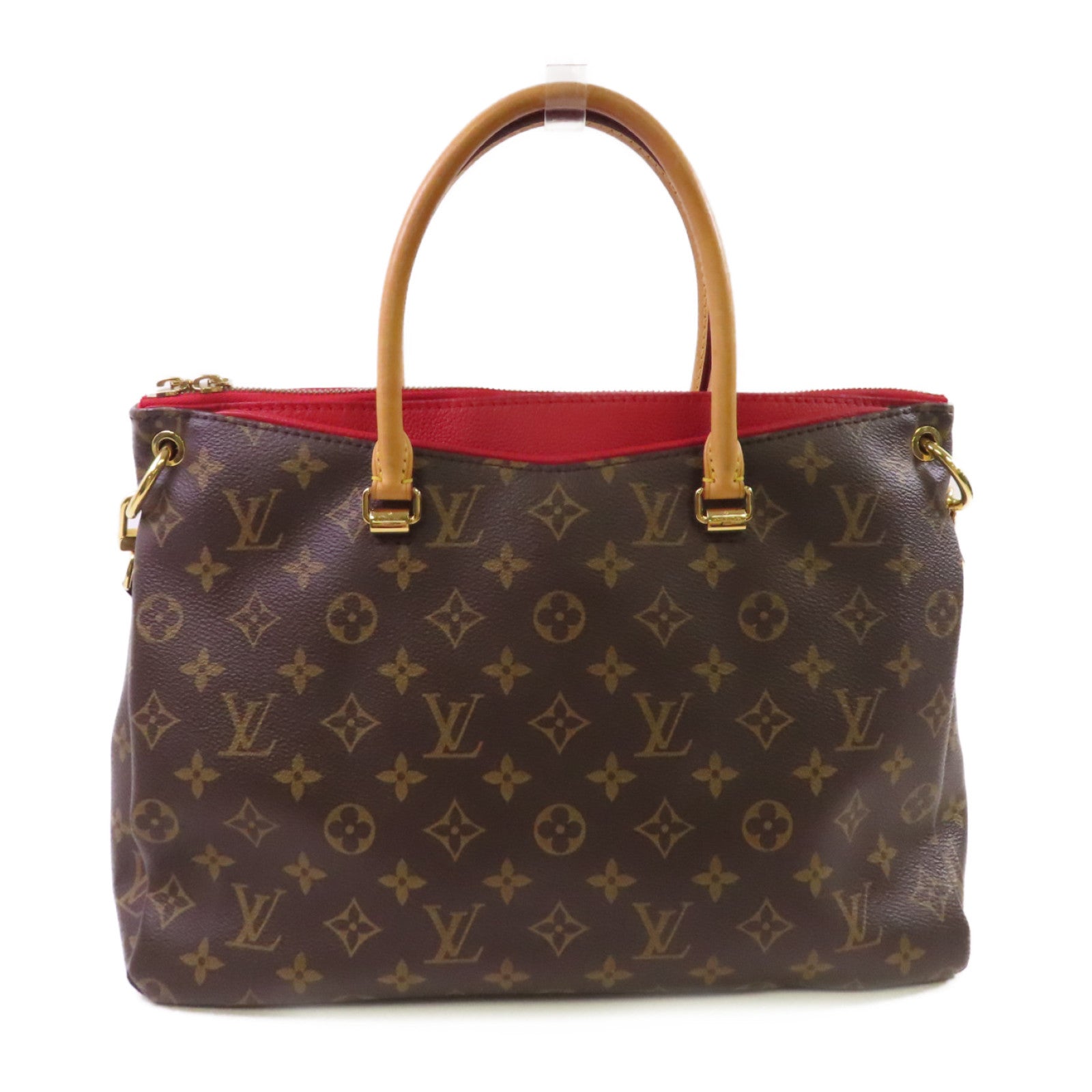 LOUIS VUITTON Monogram Pallas MM 2Way Shoulder Bag金扣手挽肩背兩用袋啡色/紅色
