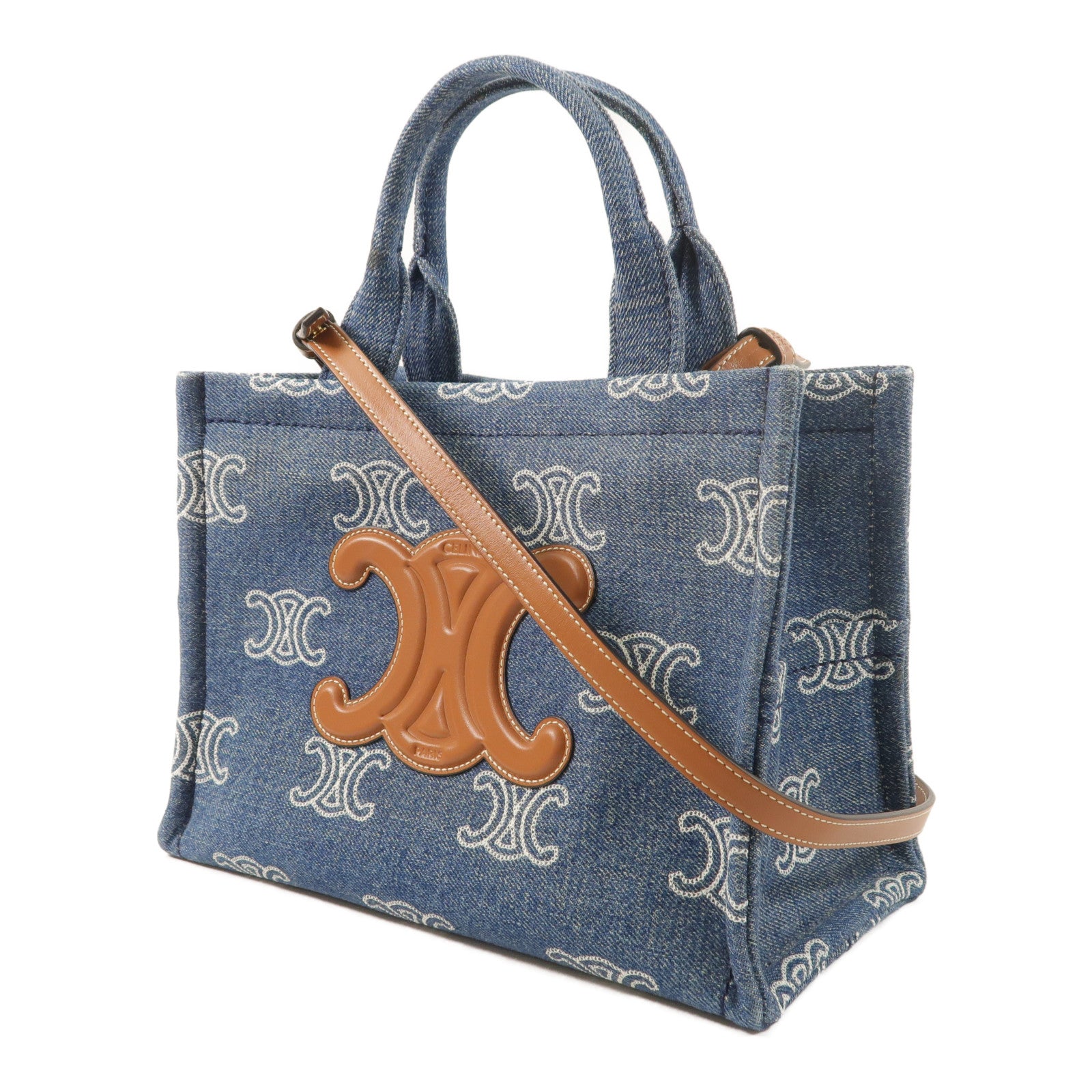 CELINE 牛仔布Small Cabas Thais金扣手挽肩背兩用袋