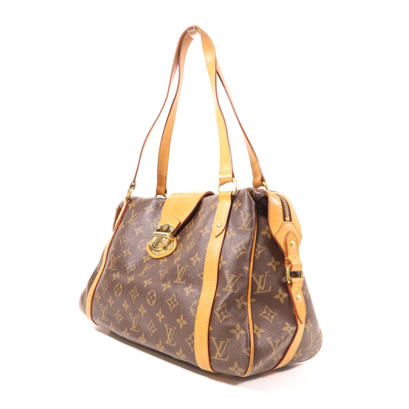 LOUIS VUITTON Monogram Stresa PM金扣肩背袋棕色