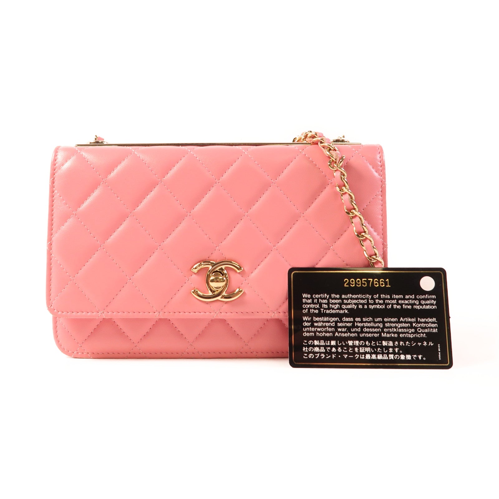 CHANEL 羊皮皮革WOC Wallet On Chain金扣鏈帶肩背袋