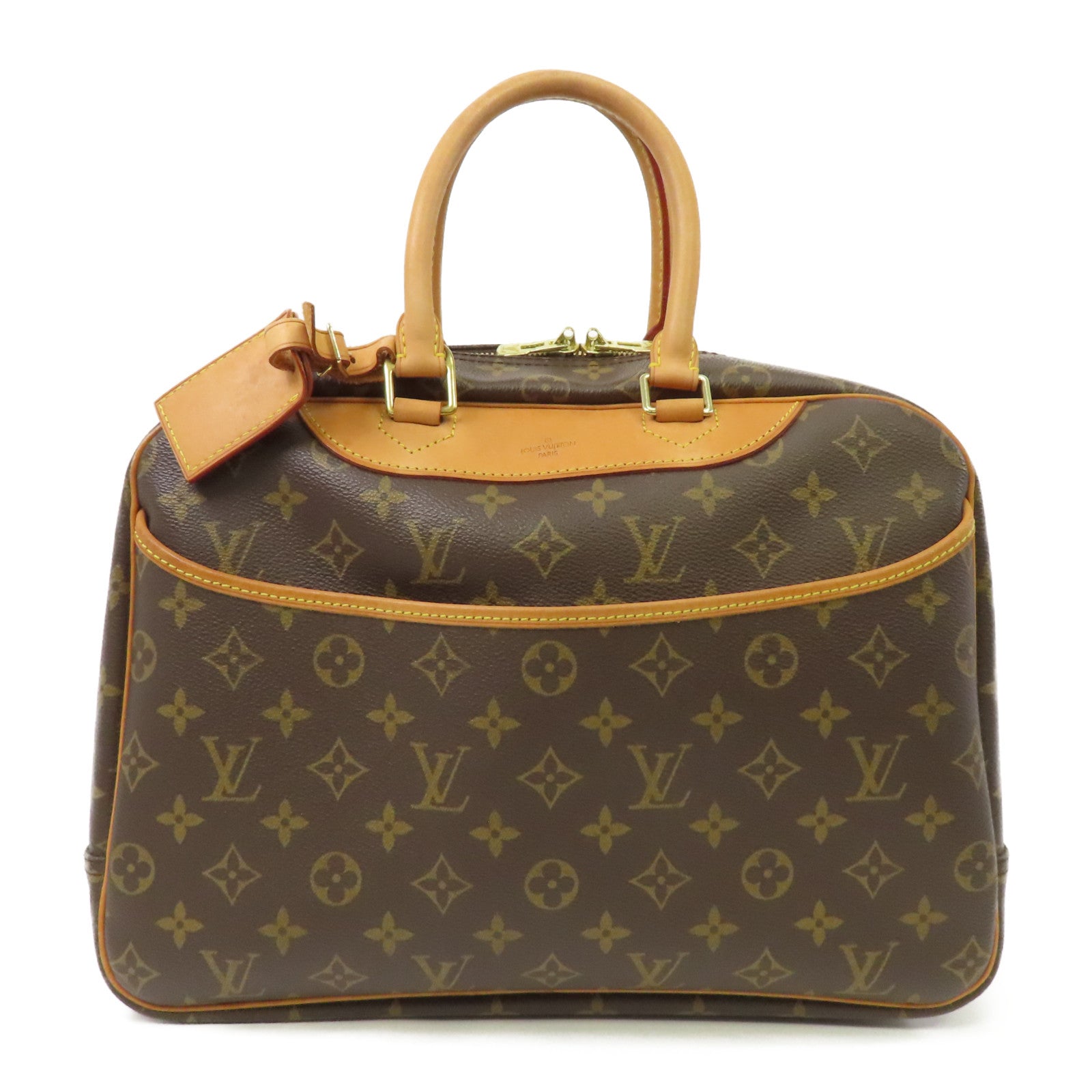 LOUIS VUITTON Monogram Deauville金扣手挽袋棕色