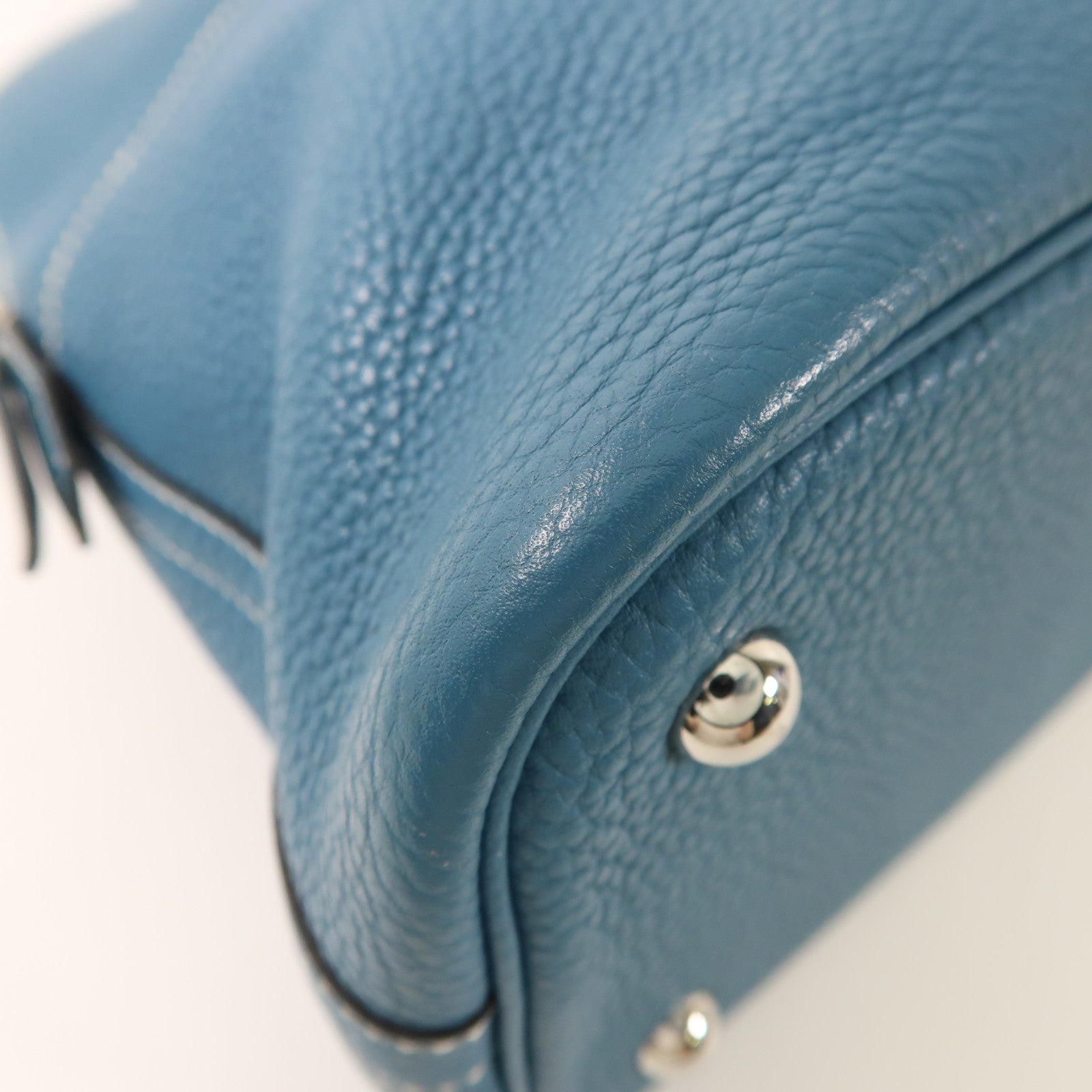 HERMES PHW Bolide 31 2 Way Shoulder Handbag Clemence Leather Bleu Jean