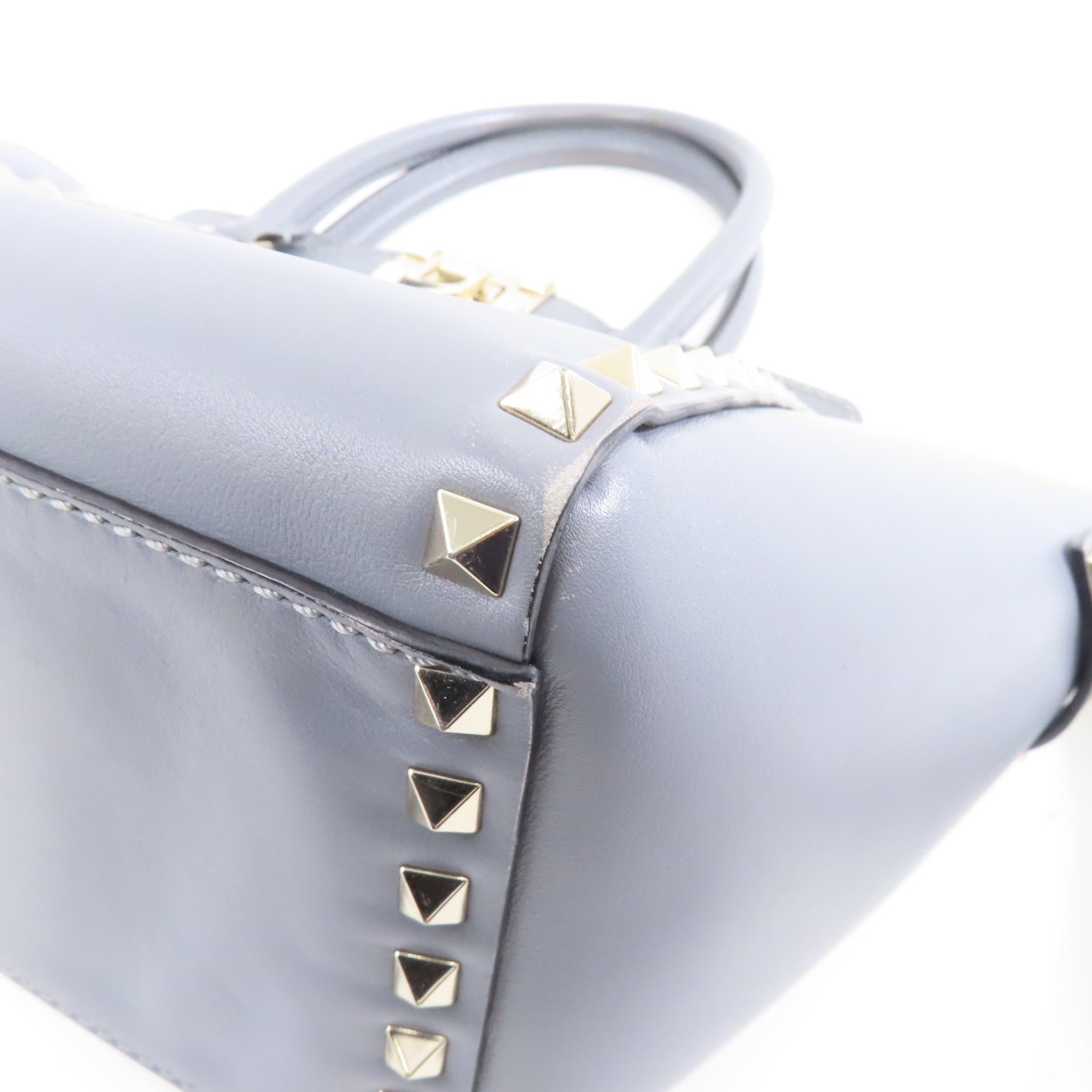 Valentino 【激減優惠】牛皮皮革Rockstud 2way Tote Bag金扣手挽肩背兩用袋灰色