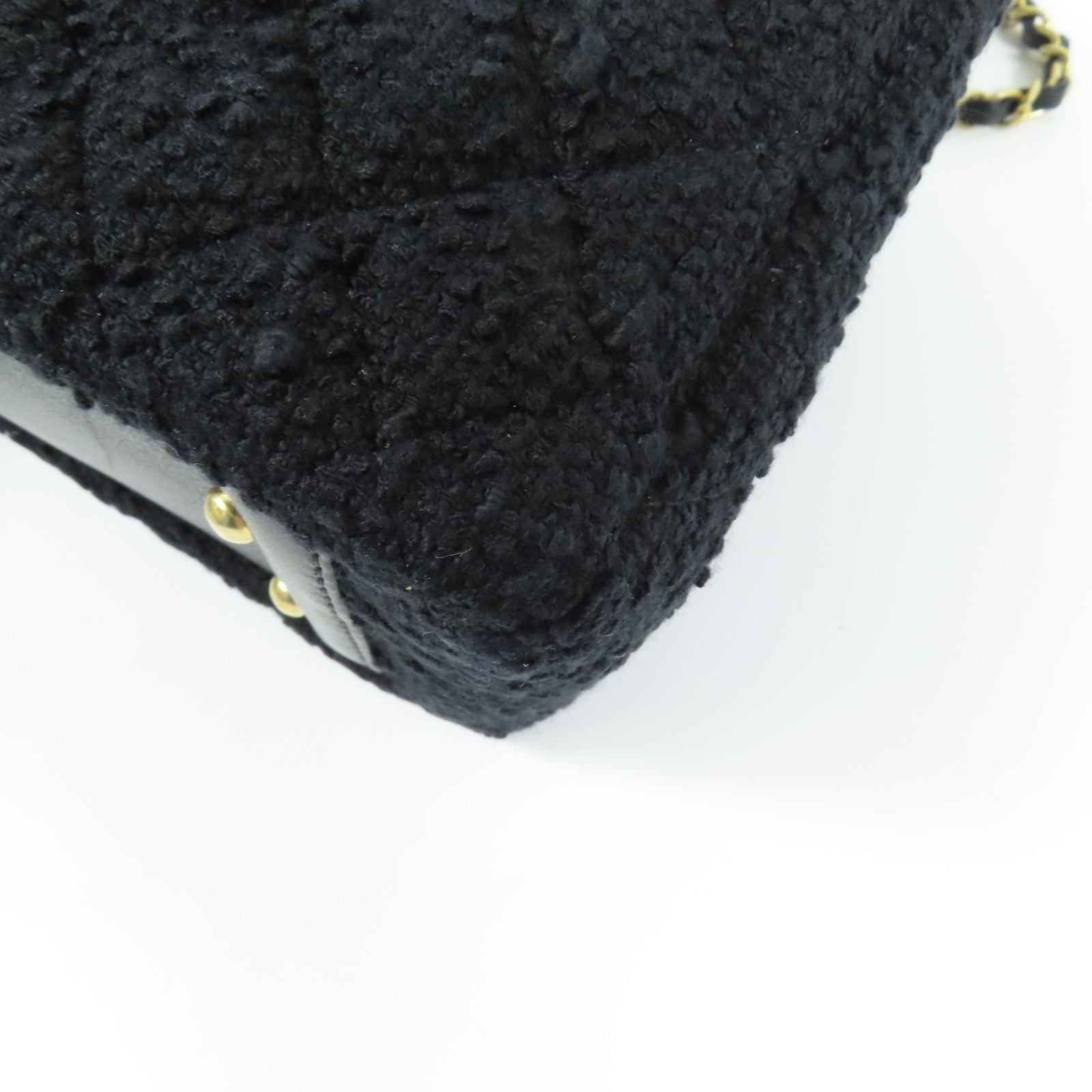 CHANEL 羊皮皮革/粗花呢2 Way Shoulder金扣手挽肩背兩用袋