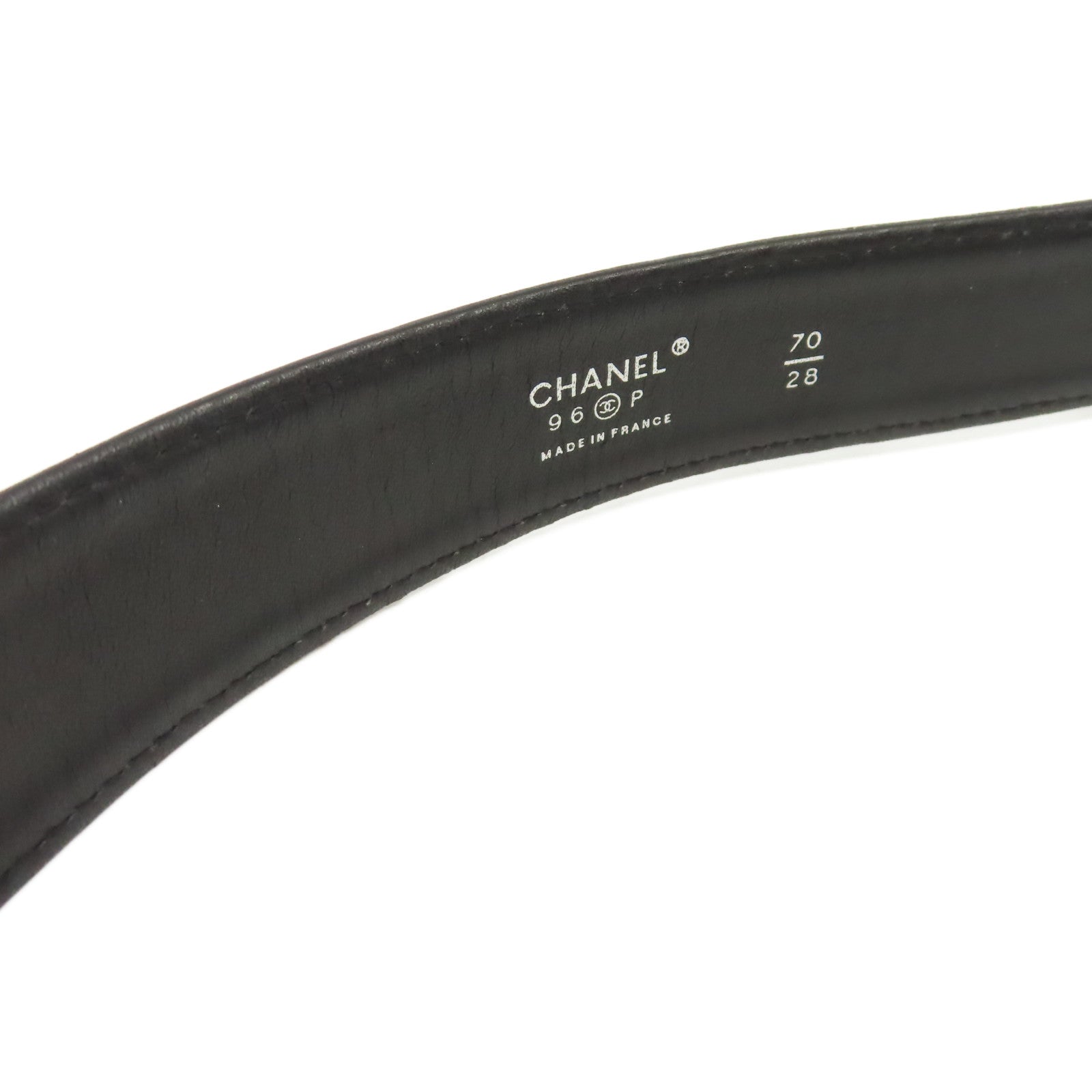 CHANEL 【激減優惠】金屬/牛皮皮革Belt銀扣皮帶黑色