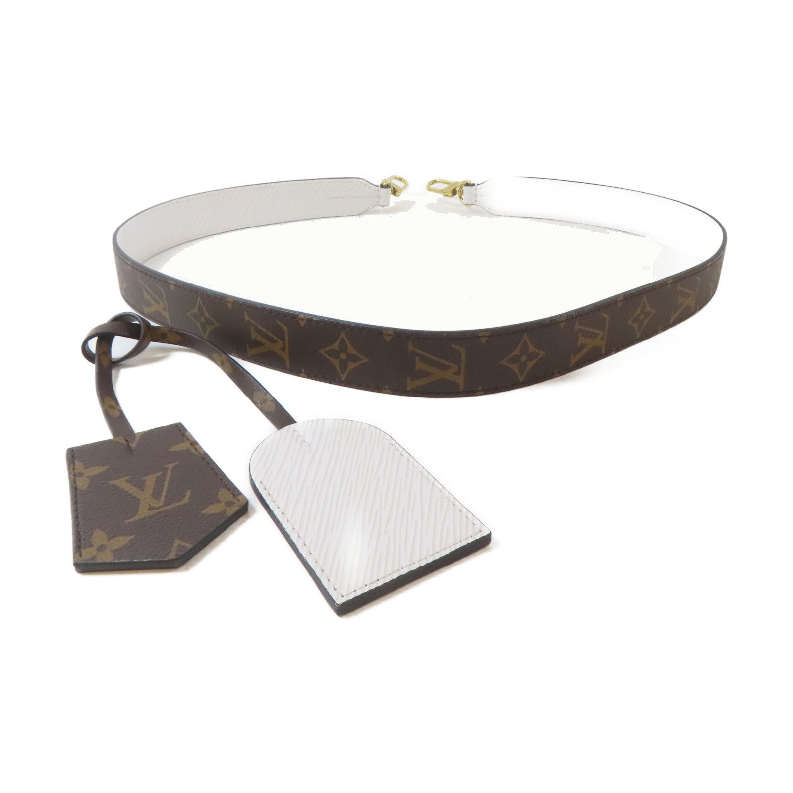 LOUIS VUITTON Monogram Shoulder Strap金扣肩帶啡色/白色