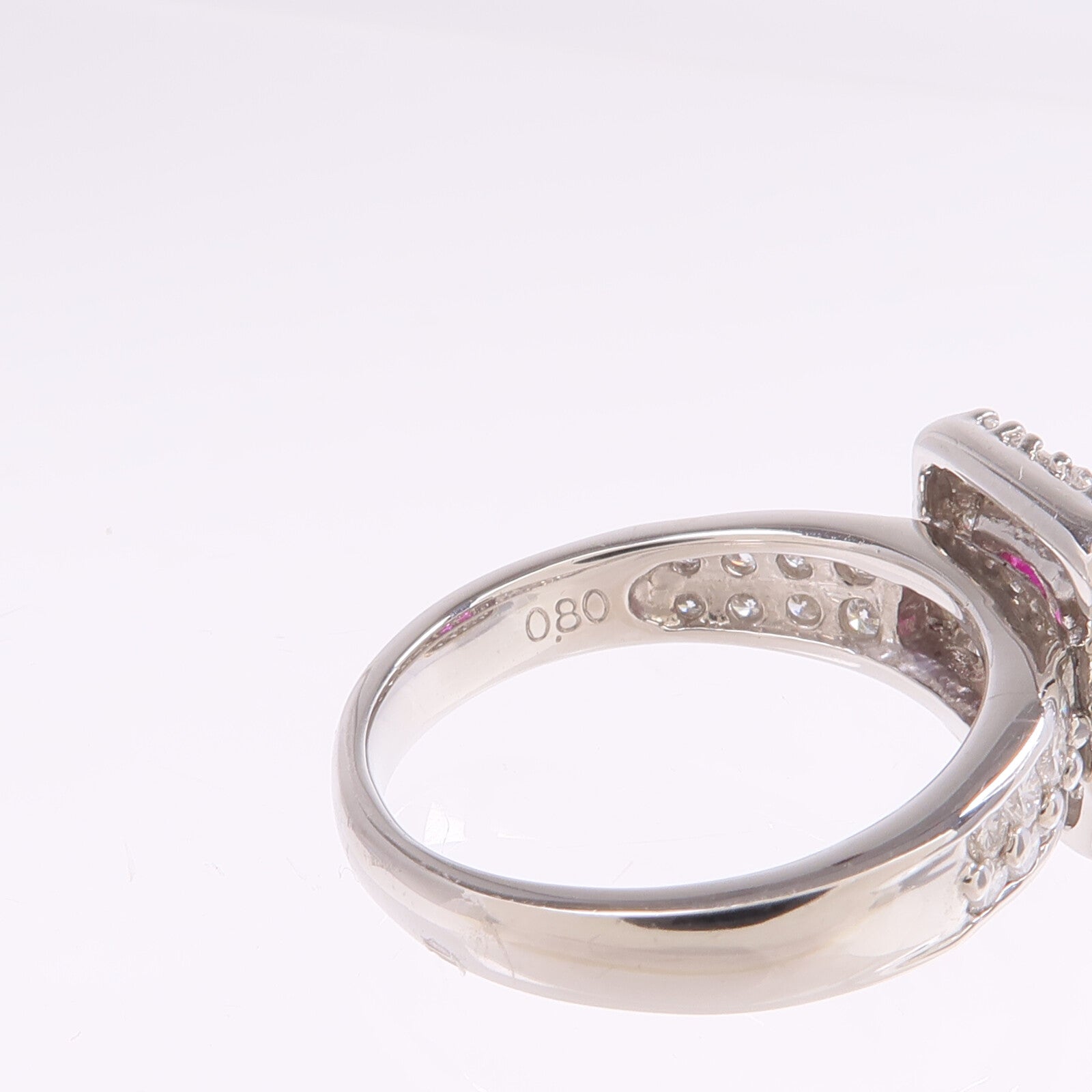 JEWELRY 【激減優惠】PT900鉑金Ruby Diamond Ring紅寶石/鑽石戒指US#5.75