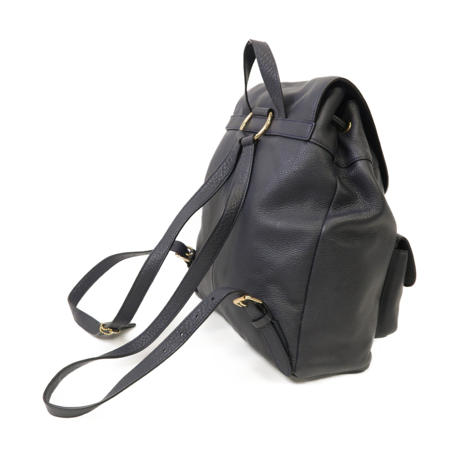 COACH 牛皮皮革Backpack金扣背包深藍色