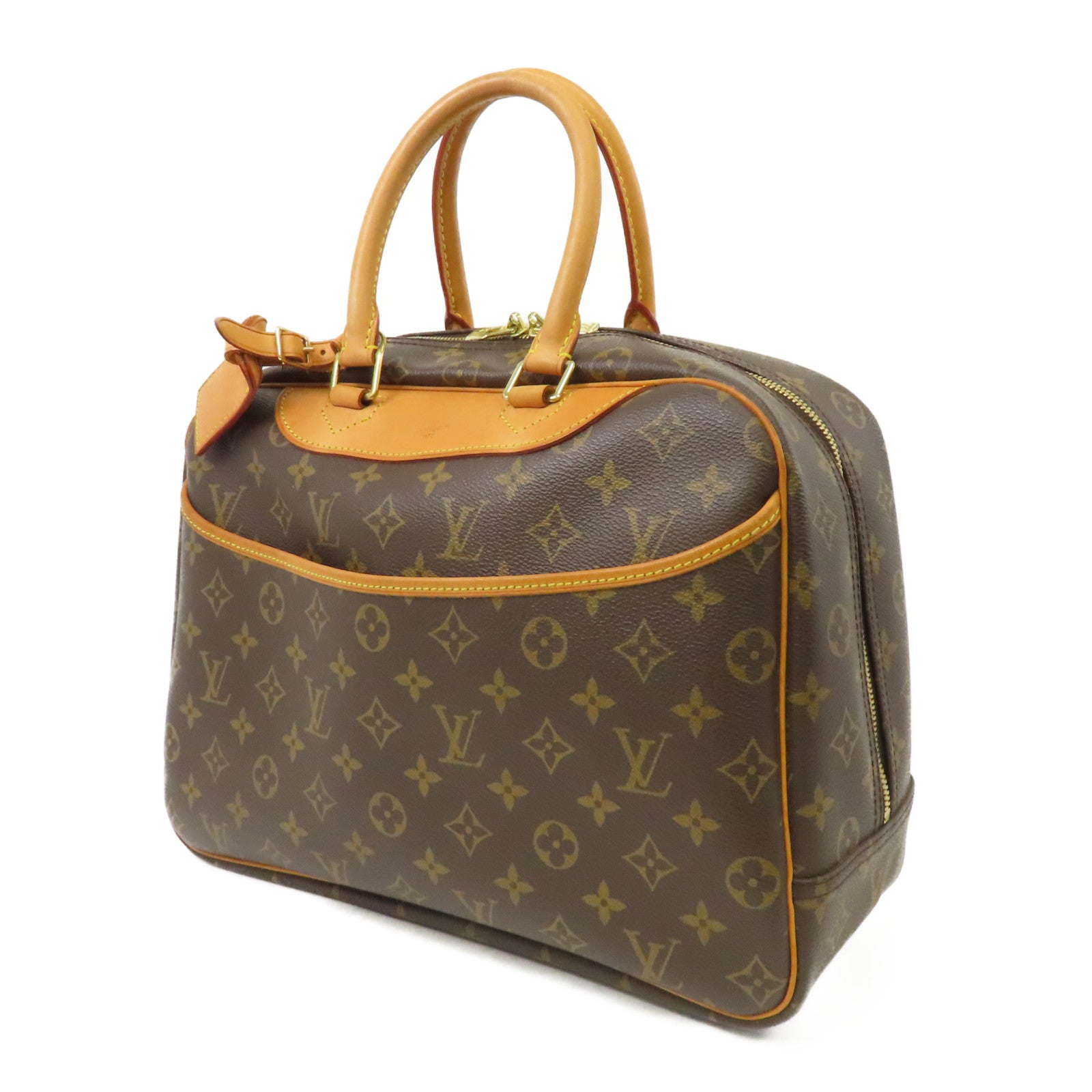 LOUIS VUITTON Monogram Deauville金扣手挽袋棕色