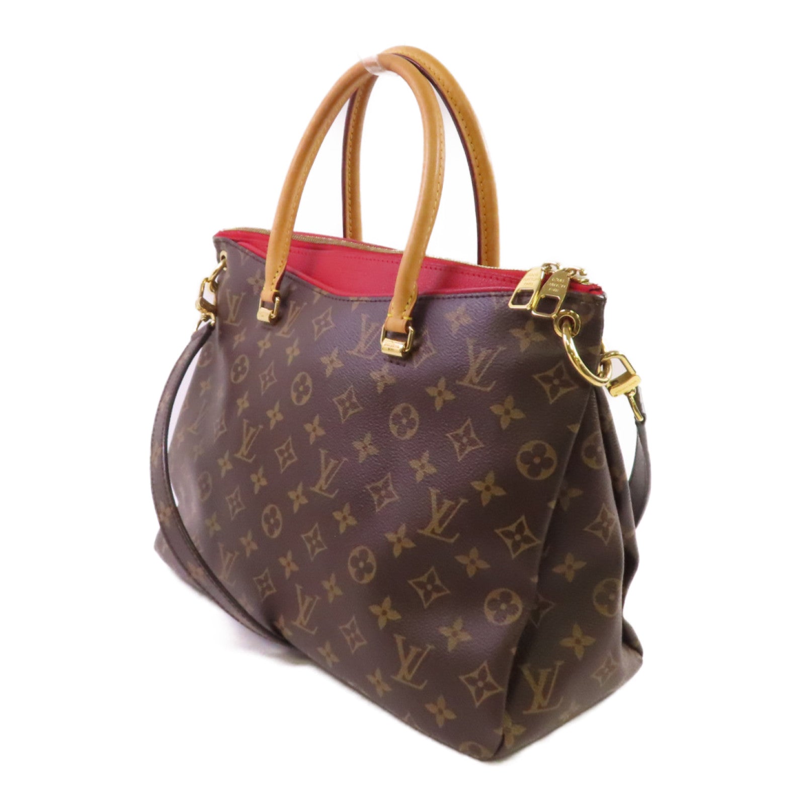 LOUIS VUITTON Monogram Pallas MM 2Way Shoulder Bag金扣手挽肩背兩用袋啡色/紅色
