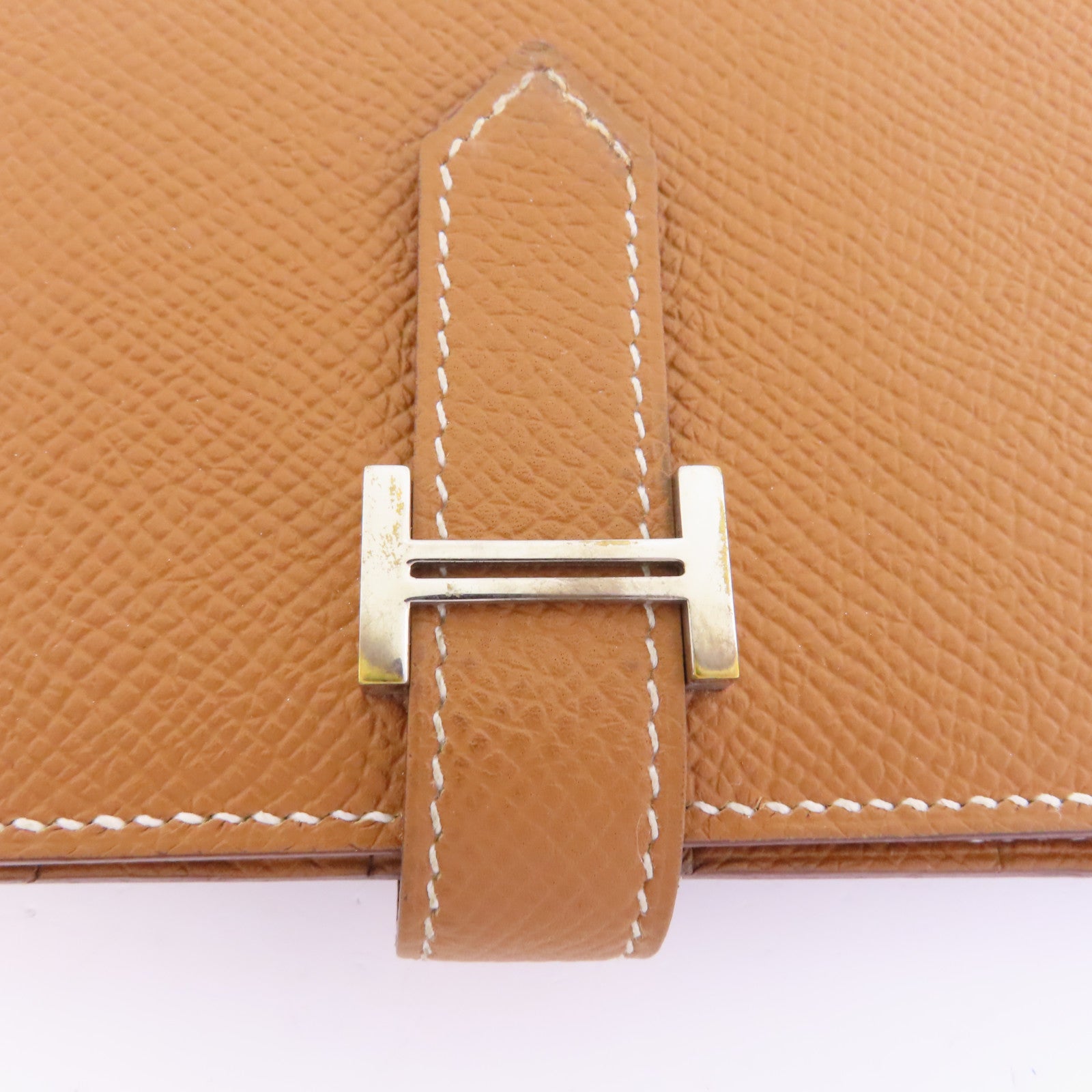 HERMES 【激減優惠】Epsom皮革Bearn Wallet銀扣長錢包Gold/經典駝色