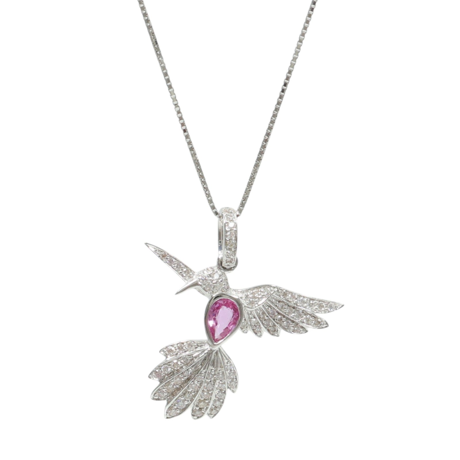 JEWELRY 18K白金Sapphire Diamond Necklace粉紅藍寶石/鑽石項鍊