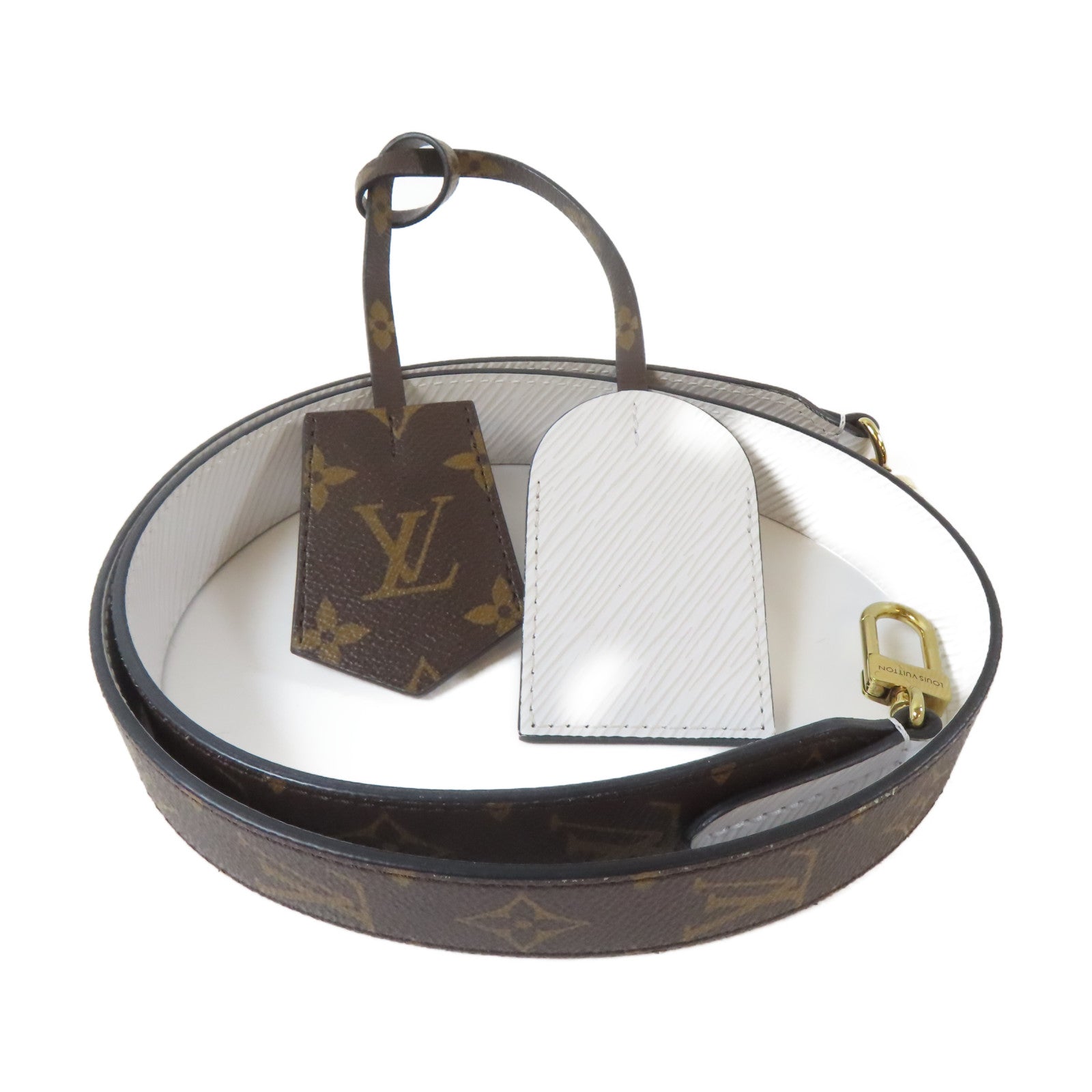 LOUIS VUITTON Monogram Shoulder Strap金扣肩帶啡色/白色