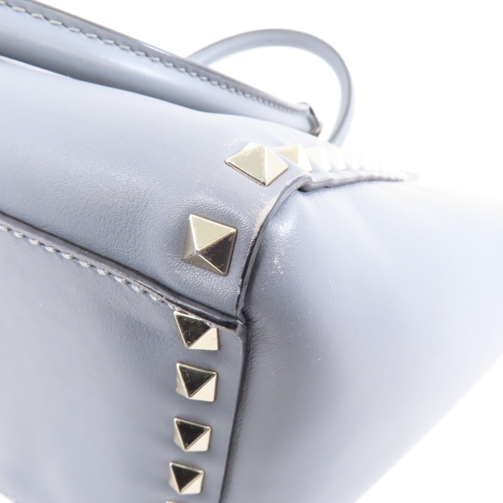 Valentino 【激減優惠】牛皮皮革Rockstud 2way Tote Bag金扣手挽肩背兩用袋灰色