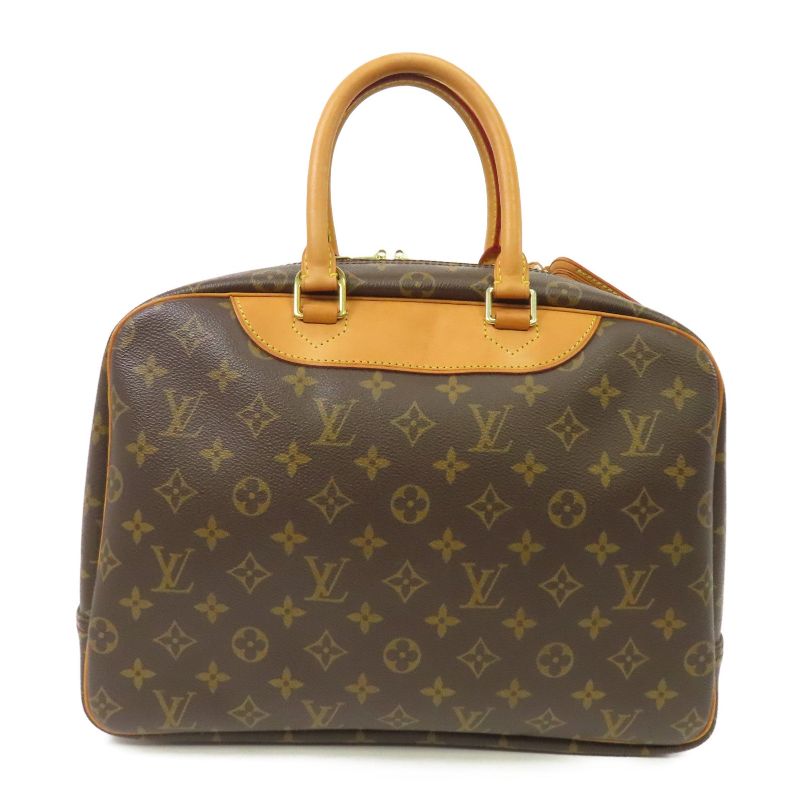 LOUIS VUITTON Monogram Deauville金扣手挽袋棕色